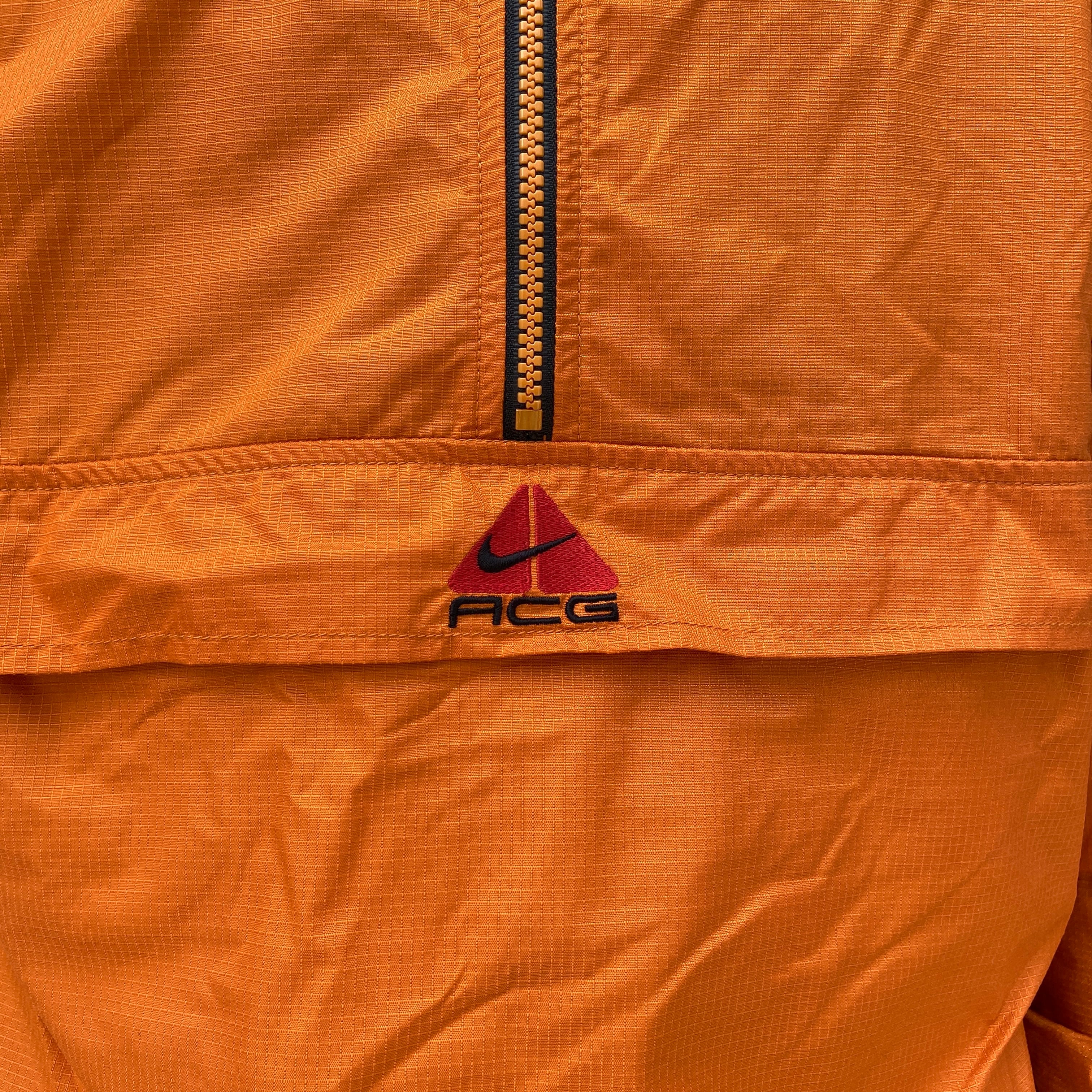 90s NIKE ACG ナイキ ハーフジップナイロンプルオーバー オレンジ S