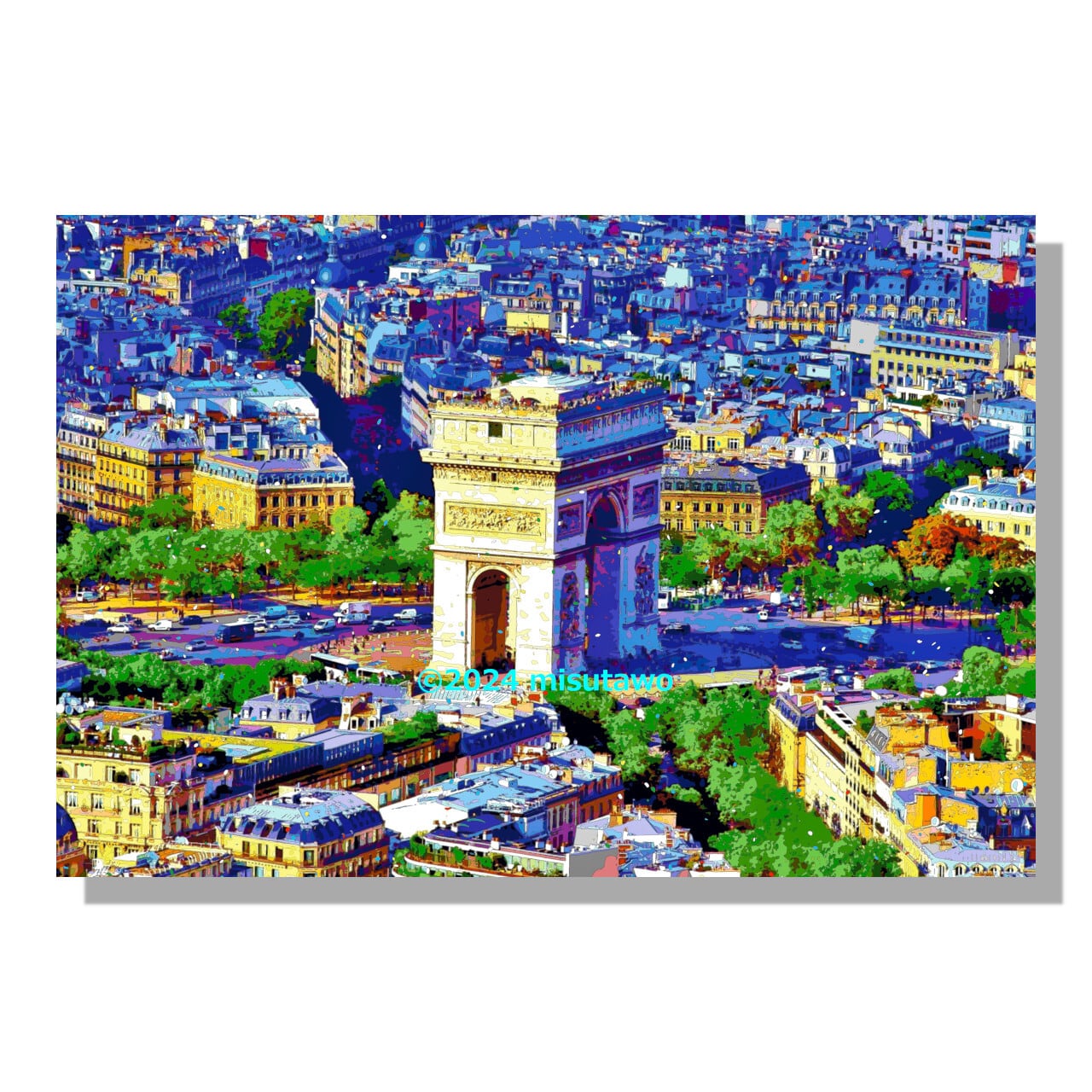 アートポスター】フランス エトワール凱旋門とパリの街並み（作品No