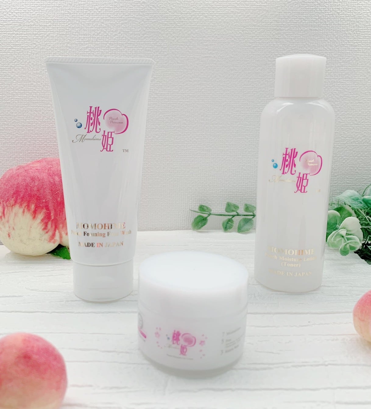 桃姫」ベーシックスキンケアセット（洗顔料、化粧水、保湿クリーム