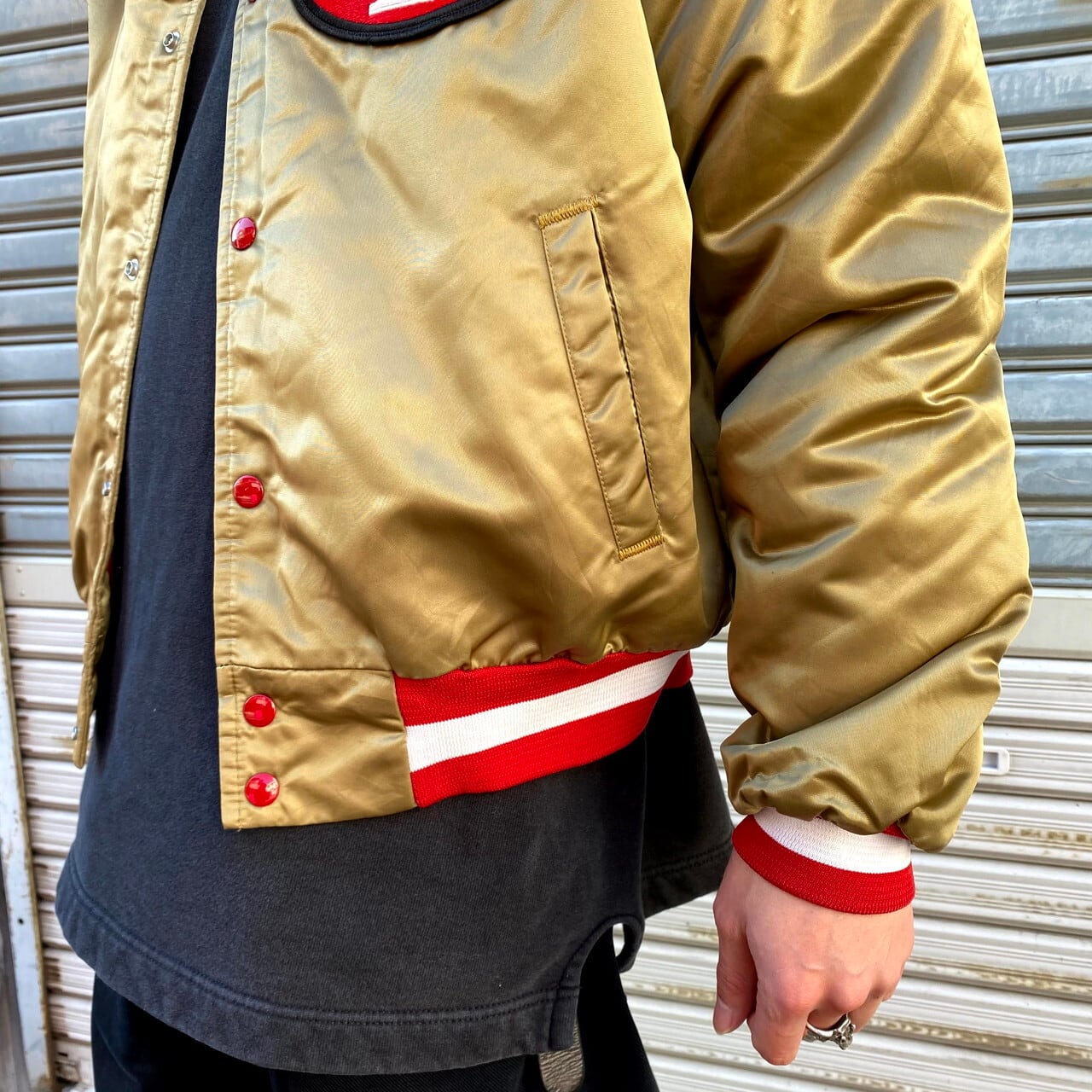 90年代 スターター NFL 49ers ナイロンスタジャン メンズL 古着 USA製