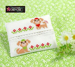 クロスステッチで刺すポケットティッシュケースキット(いぬ-1)No.671A