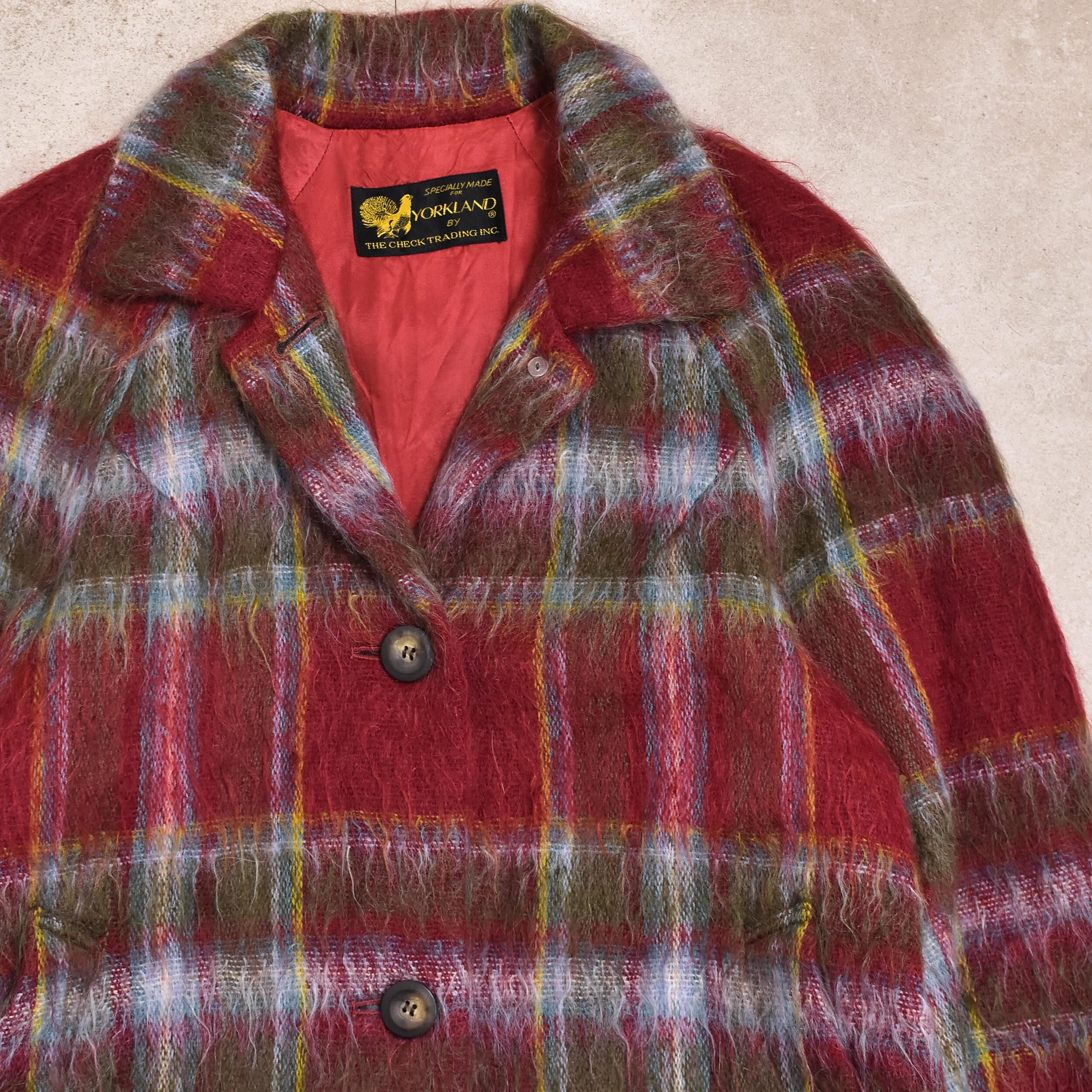 80～90s YORKLAND mohair blend check coat | 古着屋 grin days memory