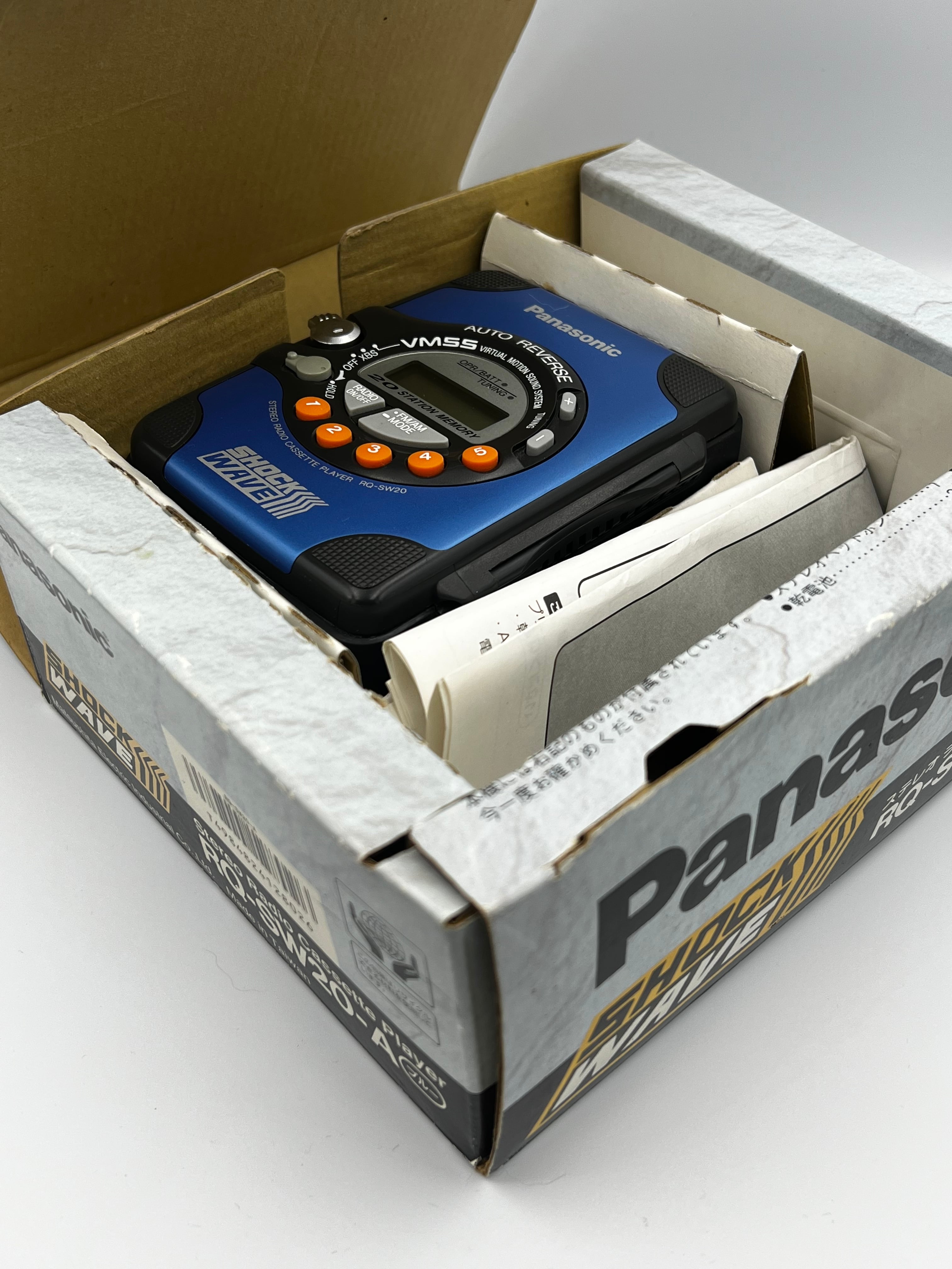 箱付き Panasonic SHOCK WAVE RQ-SW20 ブルー カセットプレーヤー