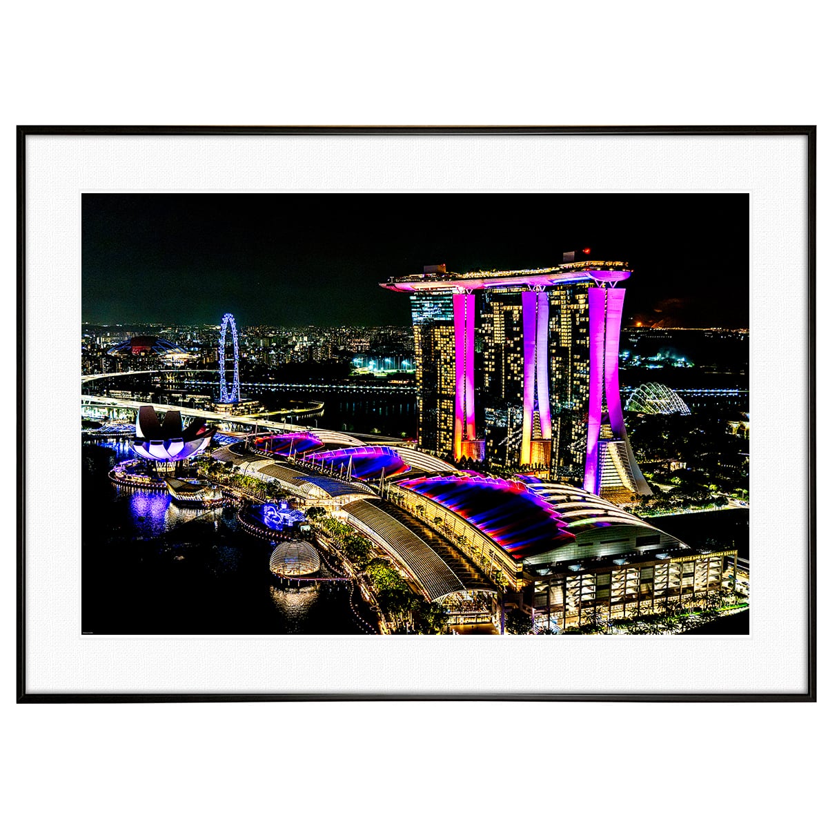 夜景写真 シンガポール インテリアアートポスター額装 AS2068