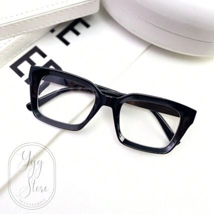 極太フレーム 黒縁 スクエア 伊達メガネ サングラス 黒×クリア