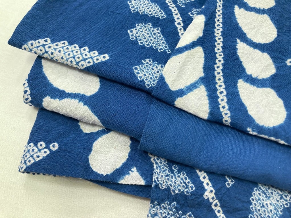 有松絞り【浴衣】希少品 藤の花 綿 夏着物 有松鳴海絞り 青 白 群青色