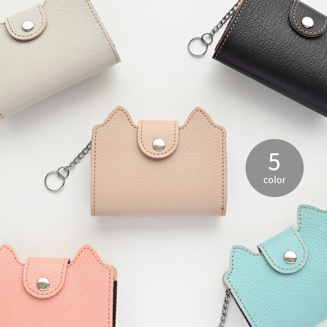 ネコ耳付き じゃばら式カードケース 【 newシュリンクレザー 】 ミニ