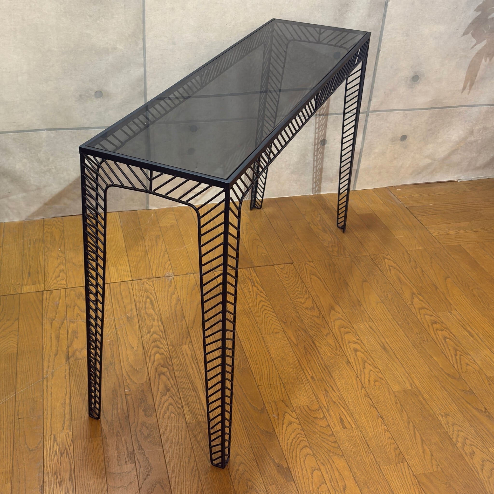 新品】コンソールテーブル W120cm | アイアンフレーム×ガラス天板