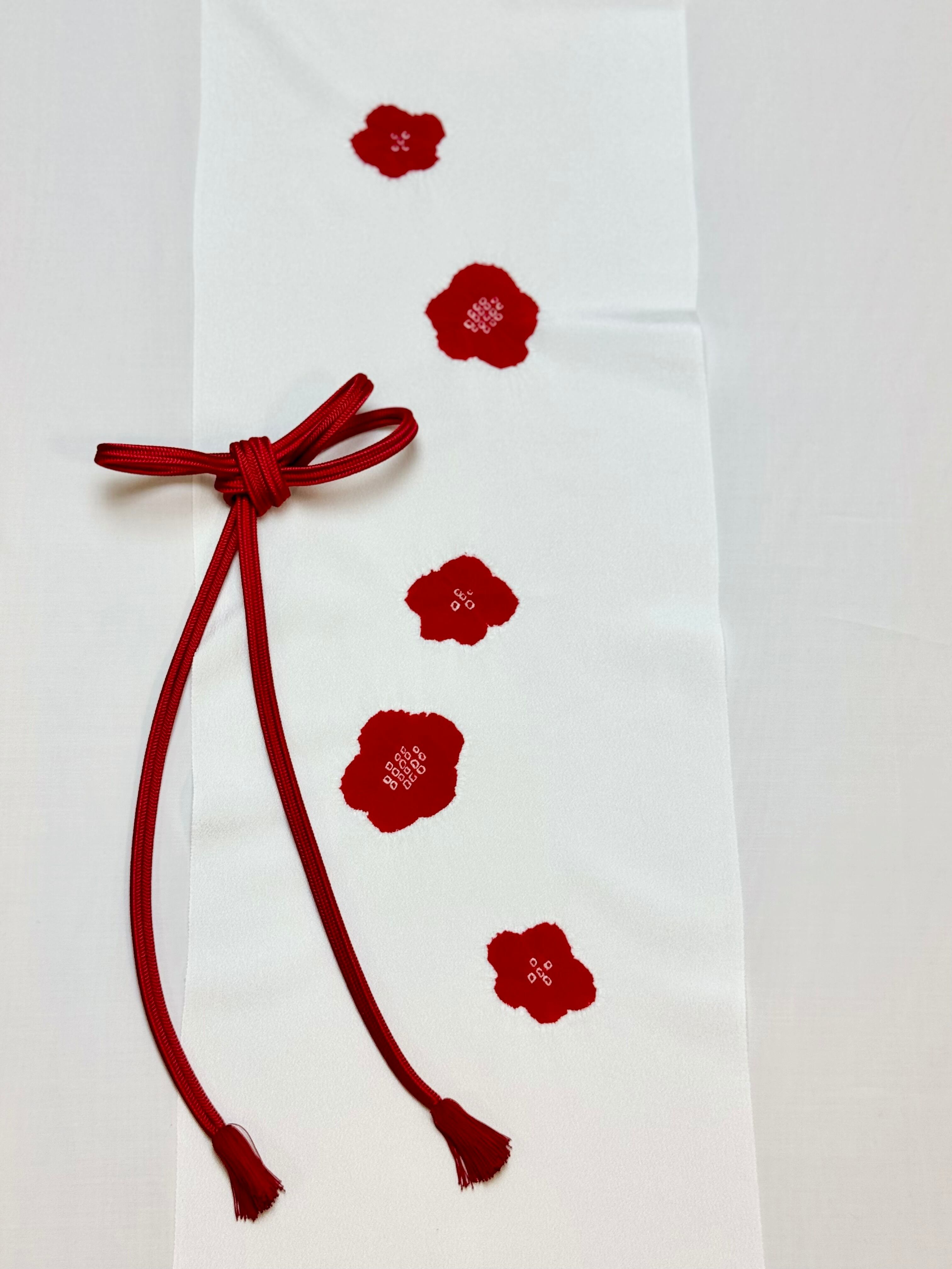 京絞り輪出し 梅柄帯あげ 暖色系 全5色（梅八つ付き、白地色） | 絞彩