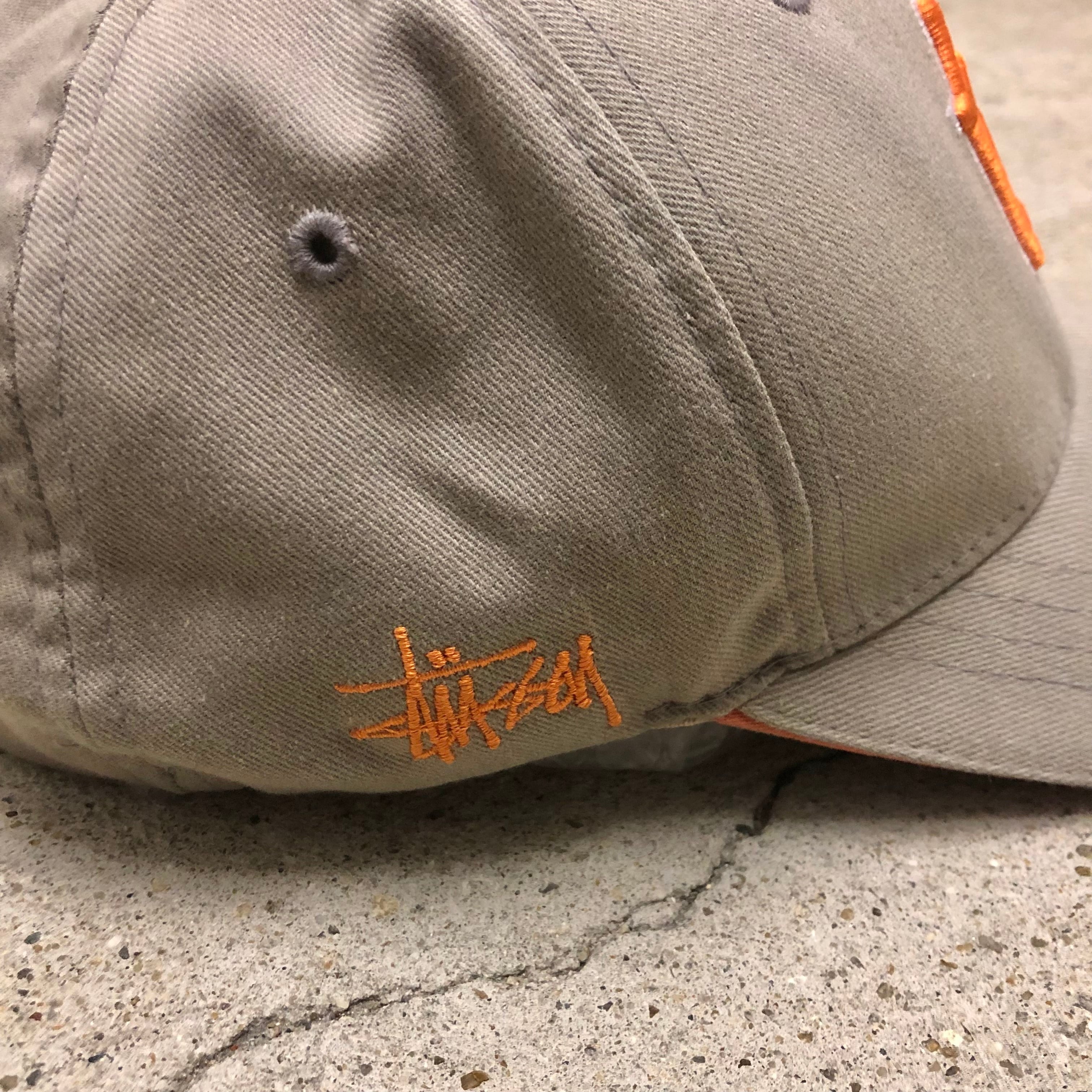 90s OLD STUSSY/師杜西 Cap/紺タグ/L/XL/漢字/6パネルキャップ/グレー