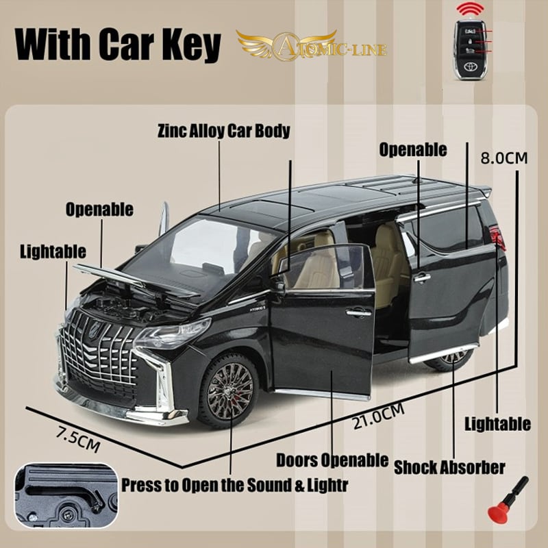TOYOTA アルファード 1/24 ミニカー 全2色 ライト点灯 サウンド 合金