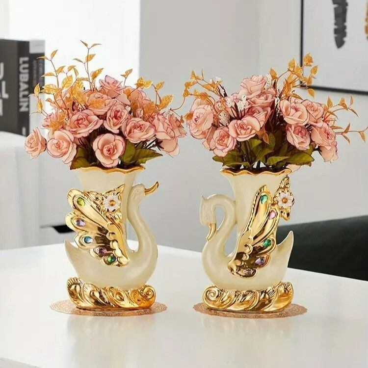 花瓶 2つセット 白鳥 エレガント おしゃれ かわいい インテリア 北欧