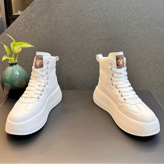 予約販売】スニーカー ブーツ 厚底 レザーシューズ メンズ 編み上げ