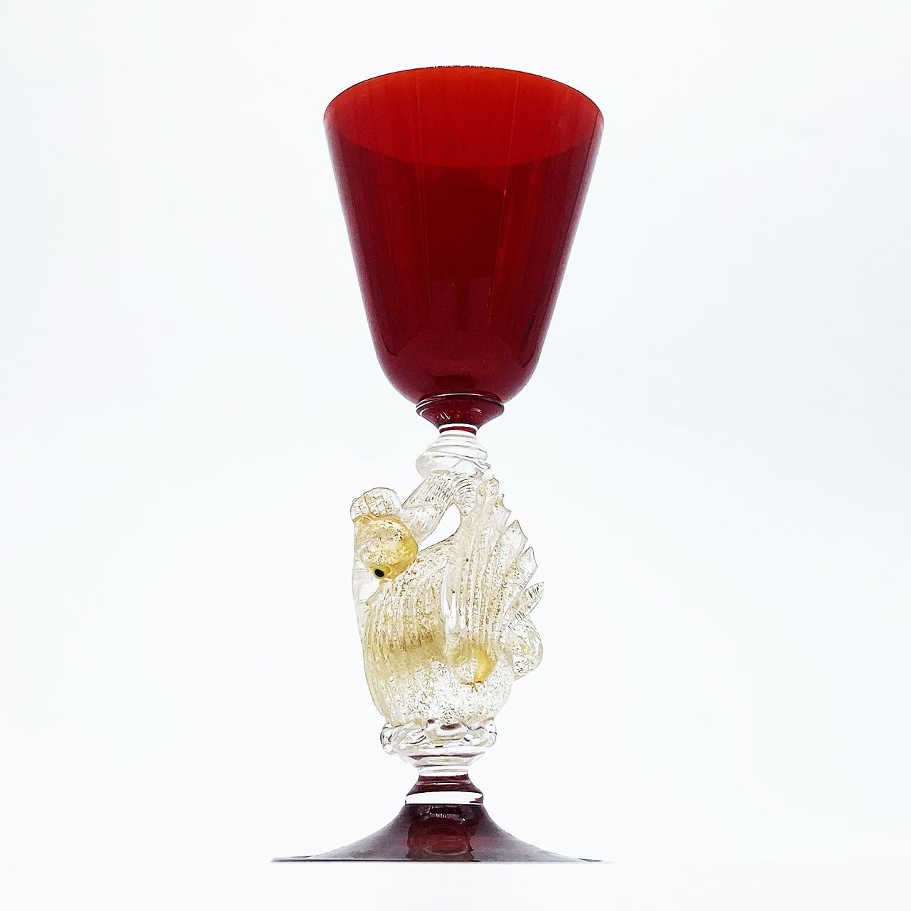 ベネチアングラス ムラノ イタリア ワイングラス レッド ゴールド
