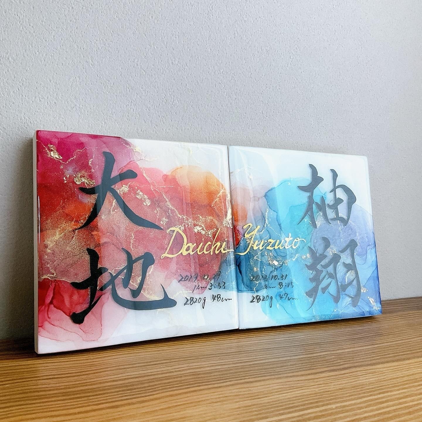 15㎝×15㎝アルコールインクアート命名書 | 命名書himawari