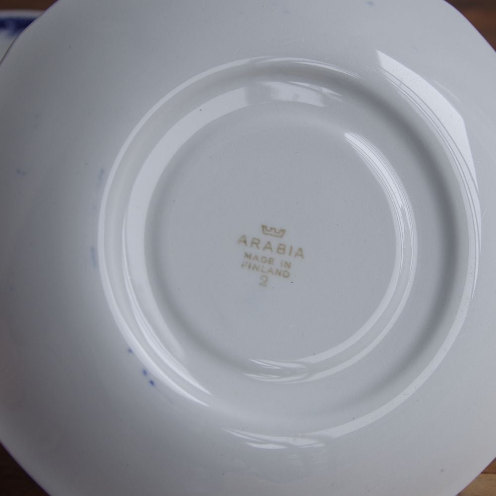 アラビア ARABIA フィンフラワー コバルトブルー 花柄 ティーカップ