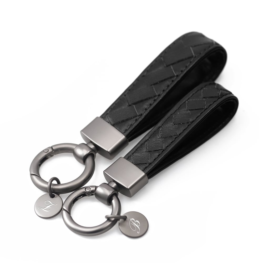 キーホルダー 本革編み込みキーホルダー キーリング【名入れ無料】2