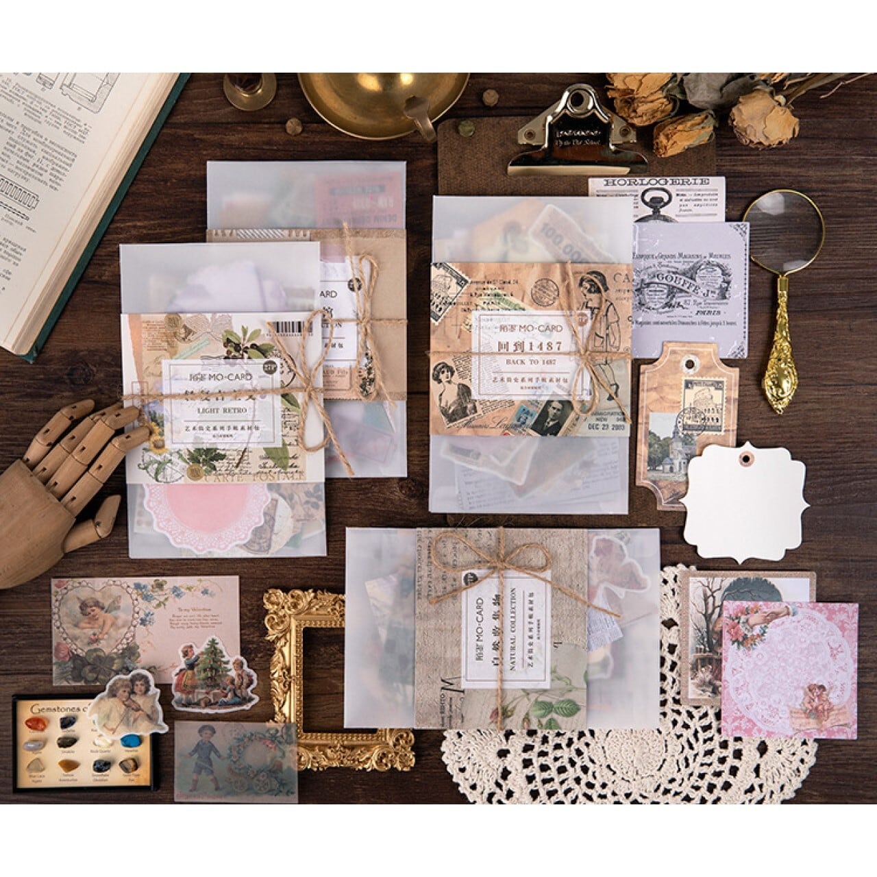 A24 ジャンクジャーナル素材 全6種 紙もの シール 混在 硫酸紙 背景紙