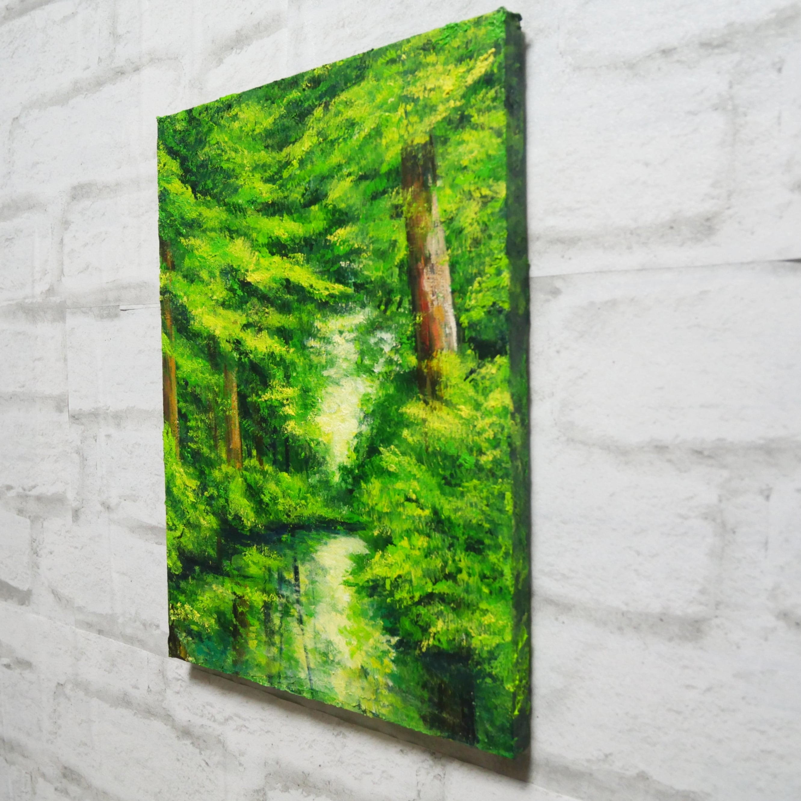 油絵 油彩 油彩画 絵 絵画【新緑の森】 | HIROSHI1990
