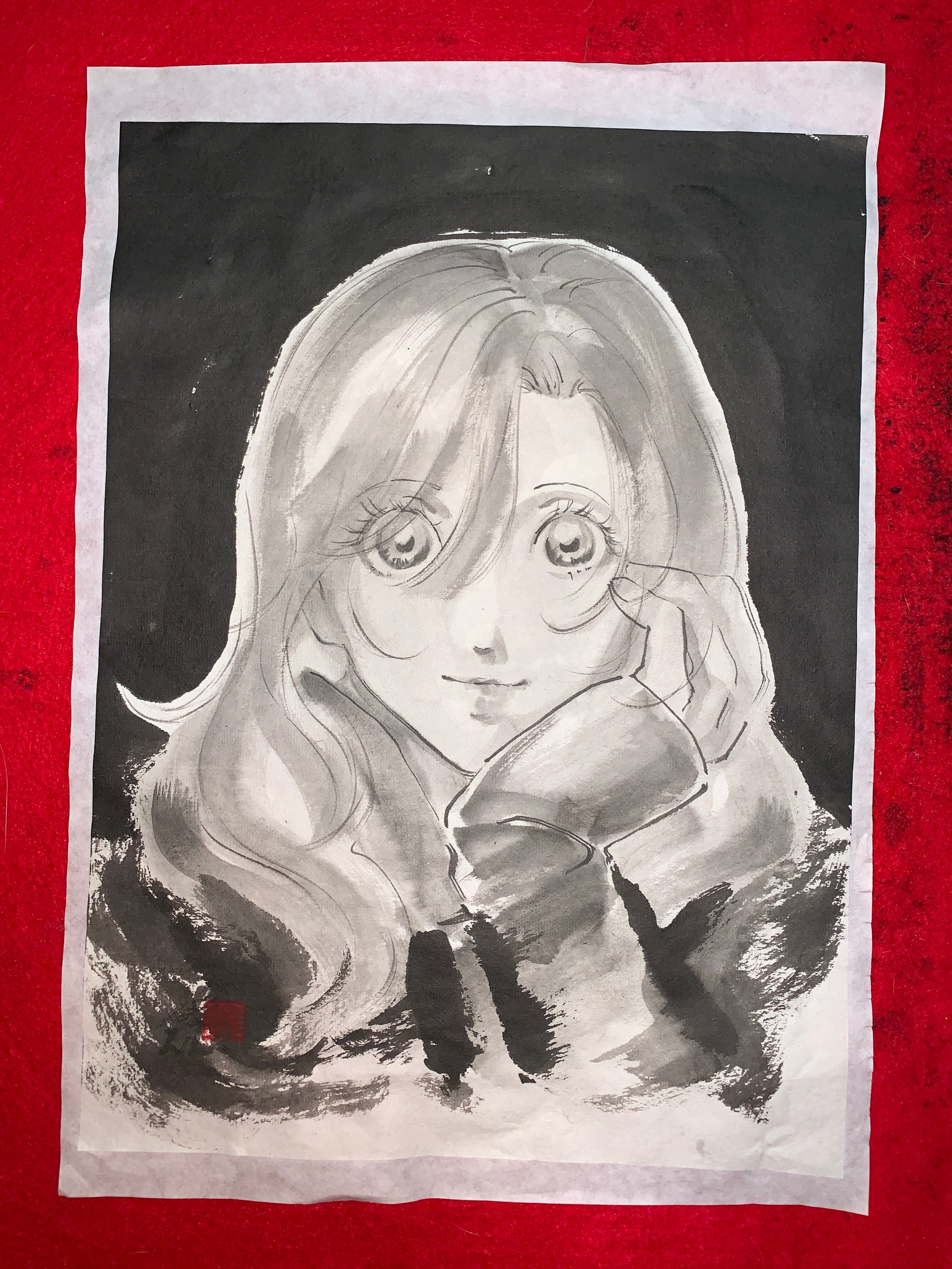 呪術廻戦 釘崎野薔薇 肉筆画 墨絵 水墨画 美人画 原画 現品限り | まさい屋