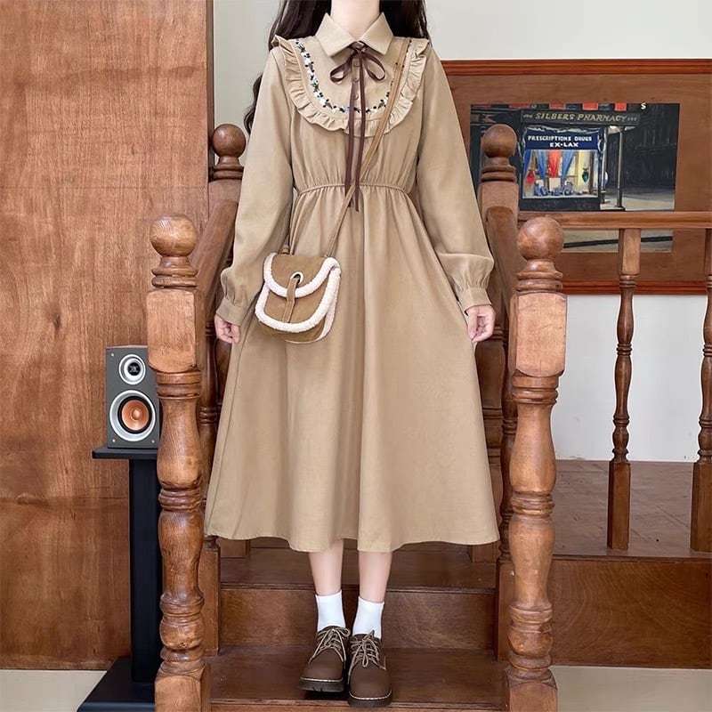 レトロガーリー♡刺繍フリルボウタイリボンワンピース E1376 | retro_n