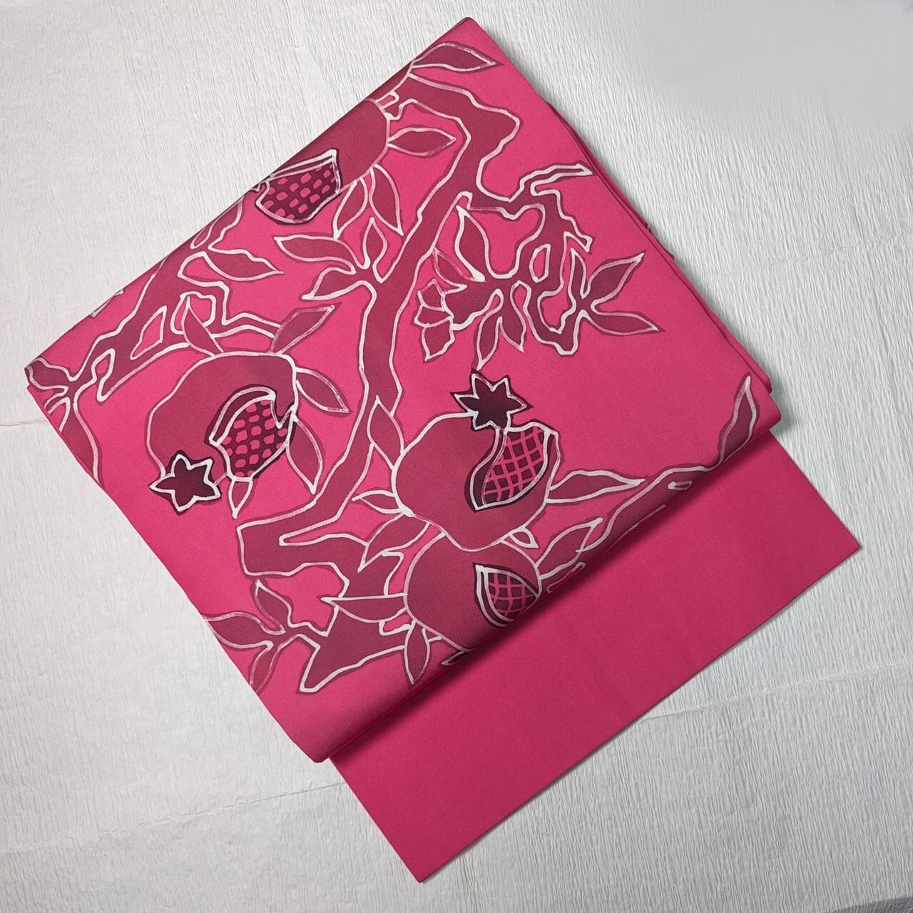 使用感少】9寸名古屋帯 塩瀬 正絹 全通 ザクロ 濃いピンク | トール