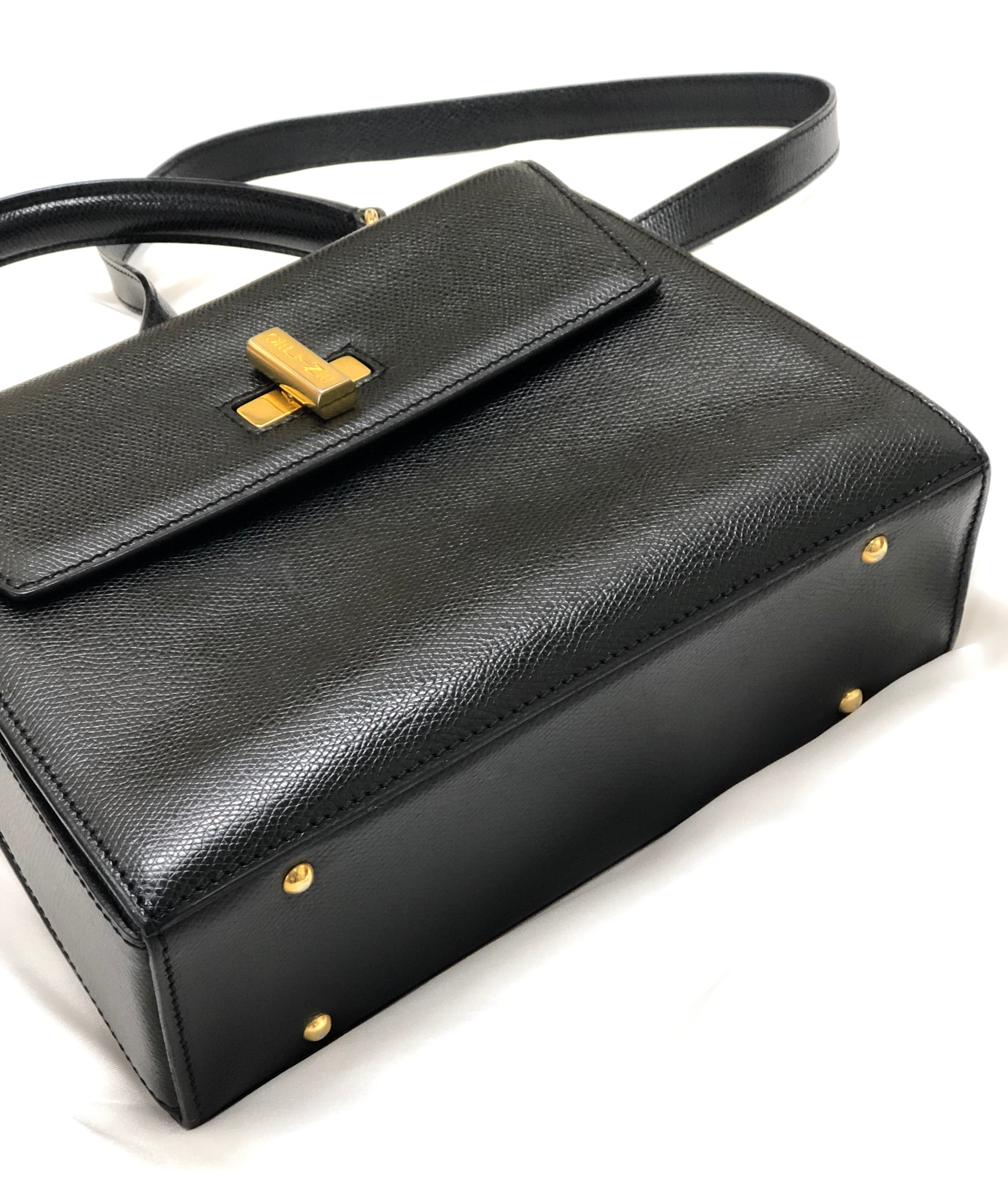 CELINE セリーヌ ロゴ ターンロック エンボスレザー トップハンドル