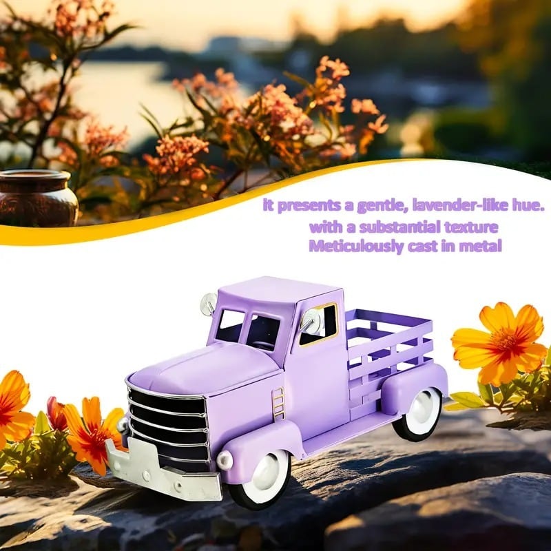 特大 メタル ブリキ 玩具 ピックアップトラック 紫 パープル