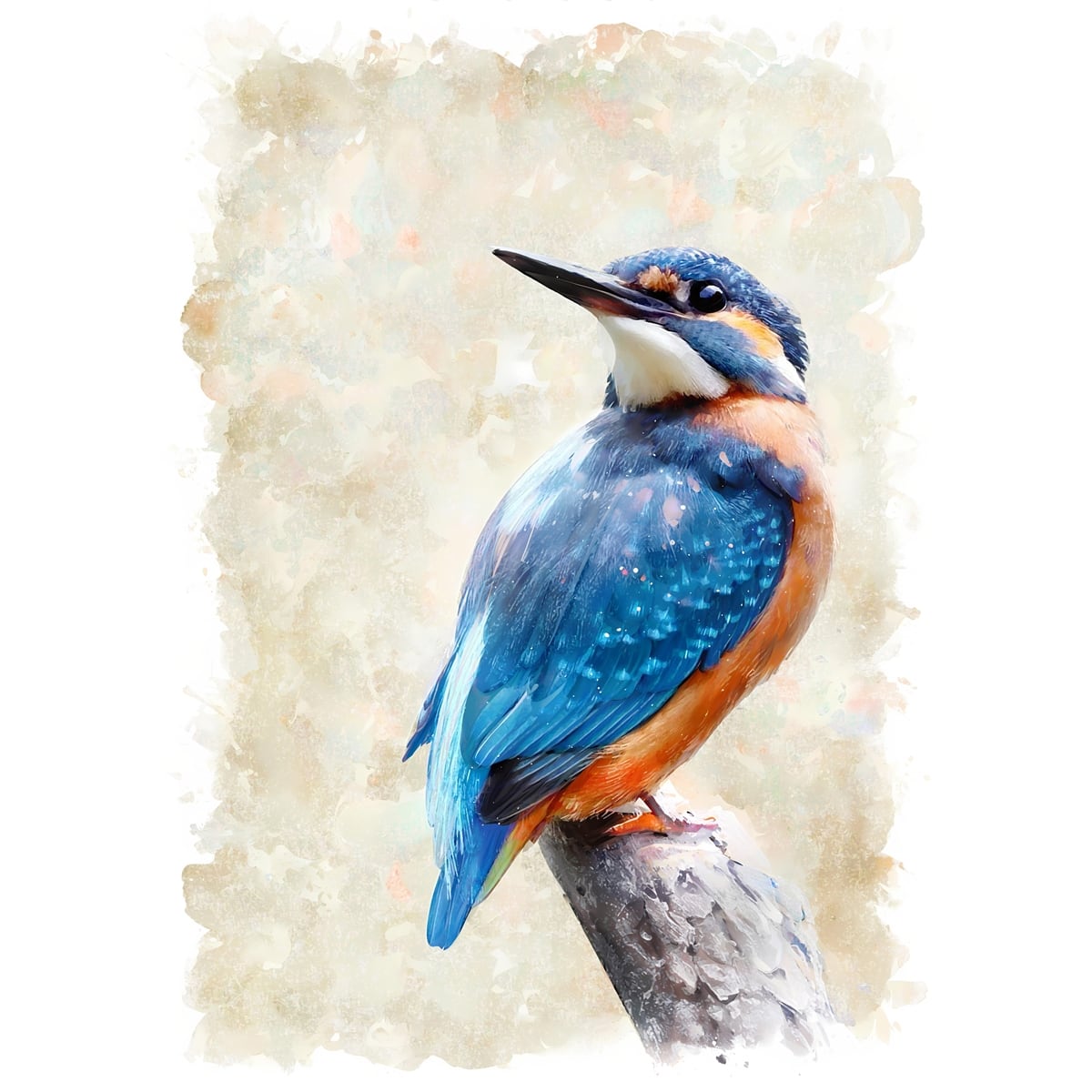 絵画 動物 鳥 カワセミ インテリアアート額付き 水彩画・油絵風