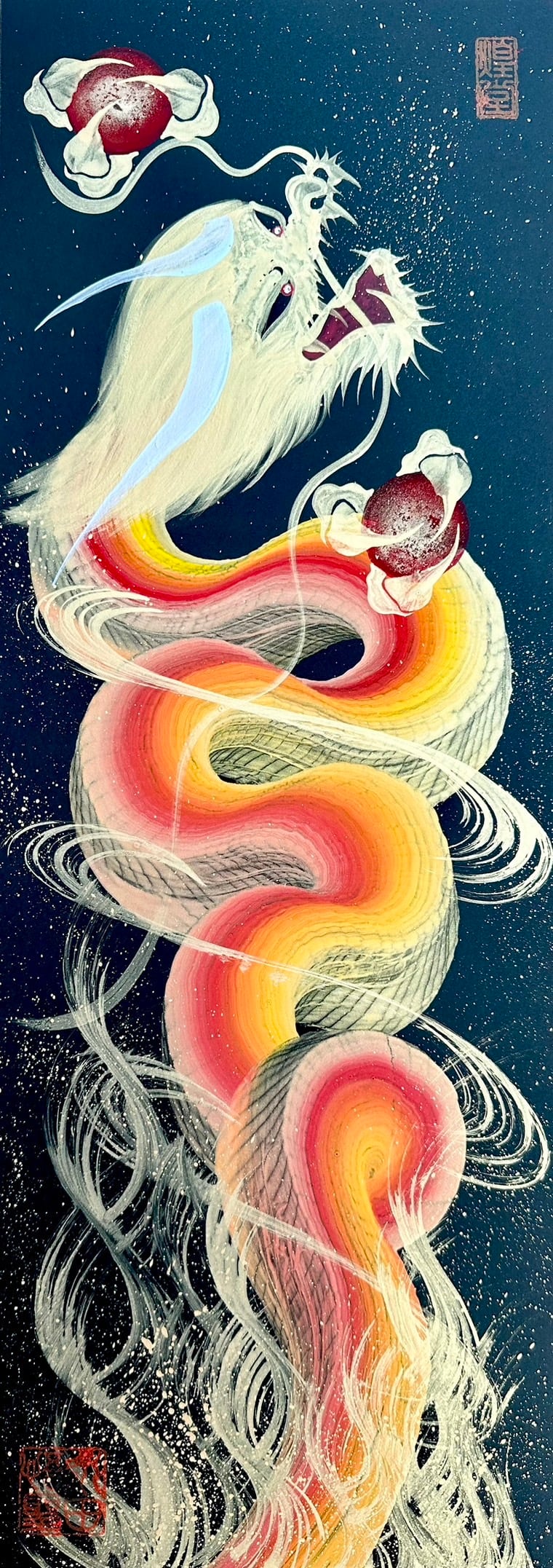 ☆完成品 一筆龍 太陽龍（ハーフサイズ）OD-092 | 煌堂 一筆龍絵師