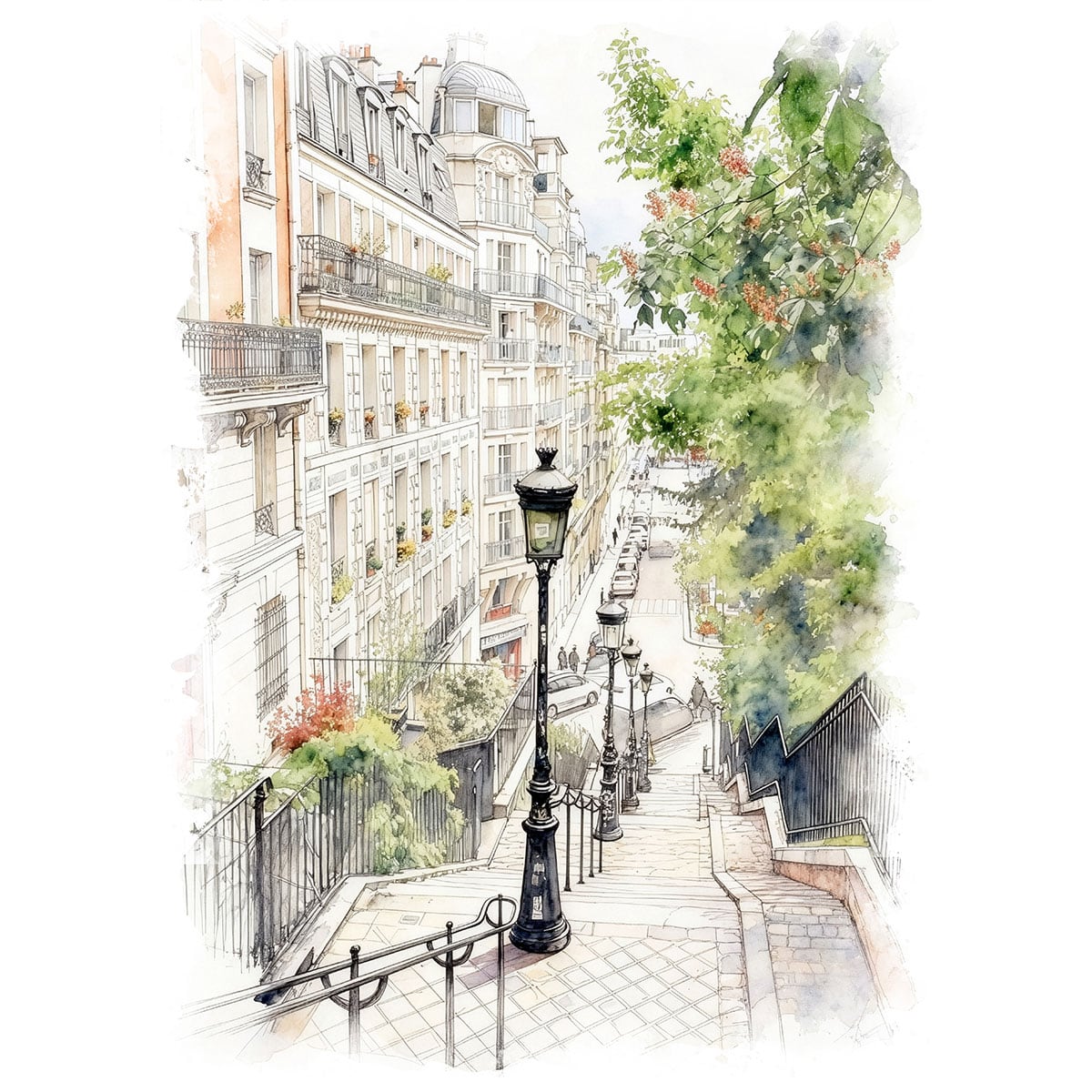 絵画 フランス 風景画(街並み) パリ モンマルトル インテリアアート額