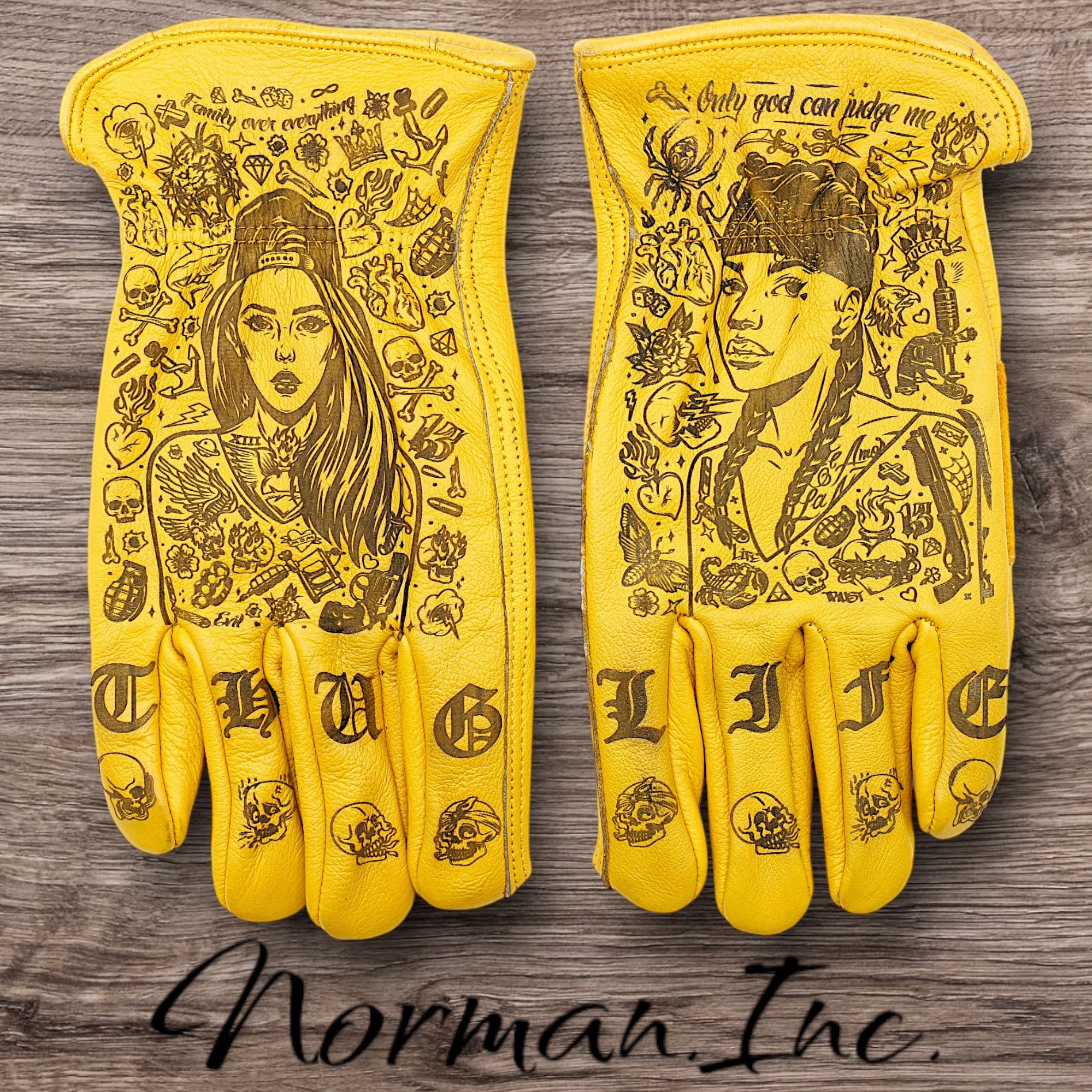 Lサイズ 牛革 レザーグローブ アメリカン バイク ハーレー カスタム