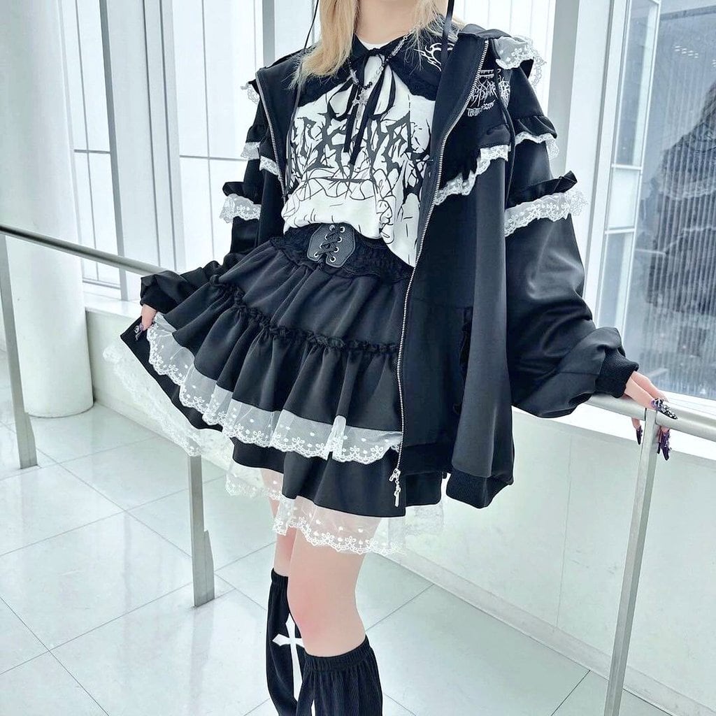 サブカル刺繍☆ジャージティアードスカート | VOLCAN&APHRODITE