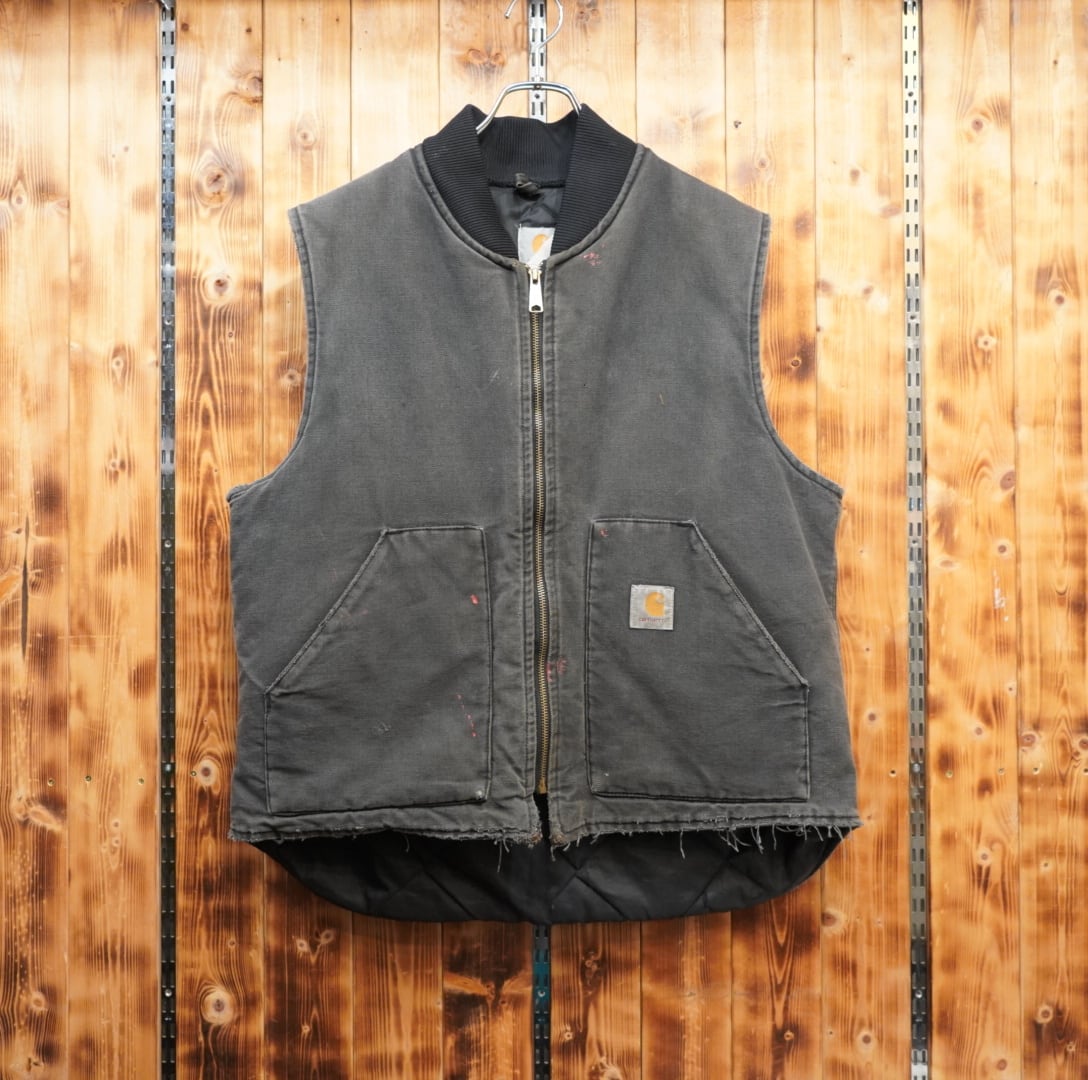 80s90s carhartt ダックベスト ブラック XL/カーハート 黒 中綿