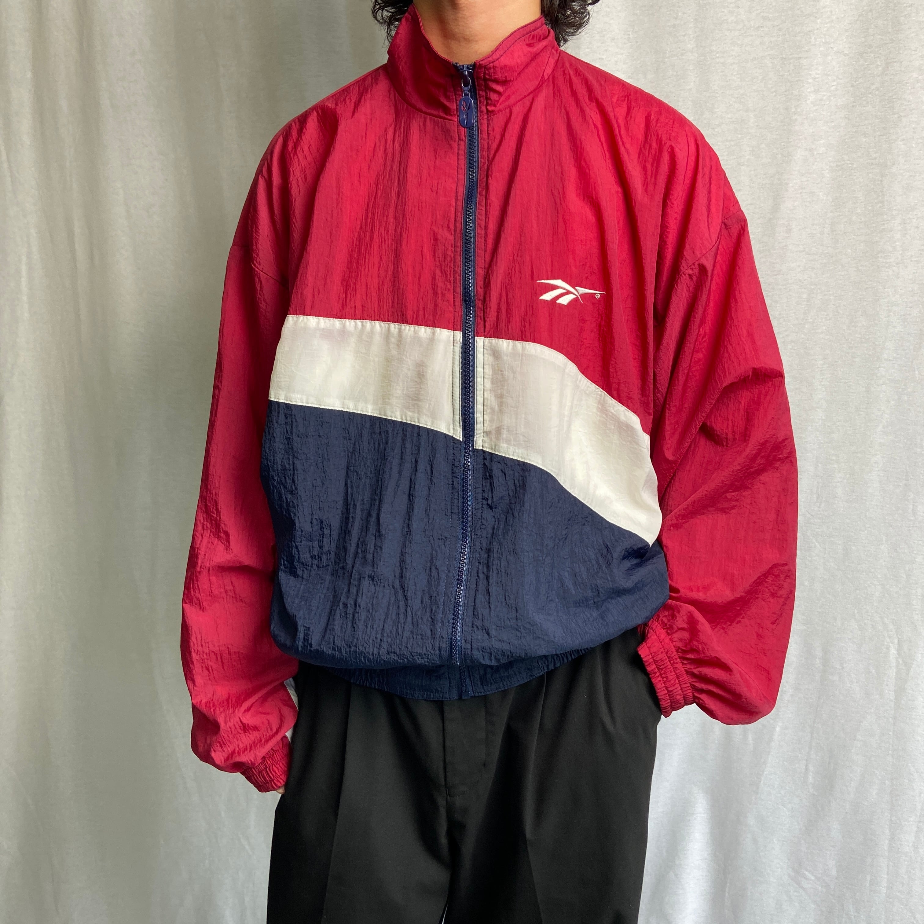 90年代 Reebok リーボック ナイロンジャケット ロゴ刺繍 メンズL相当