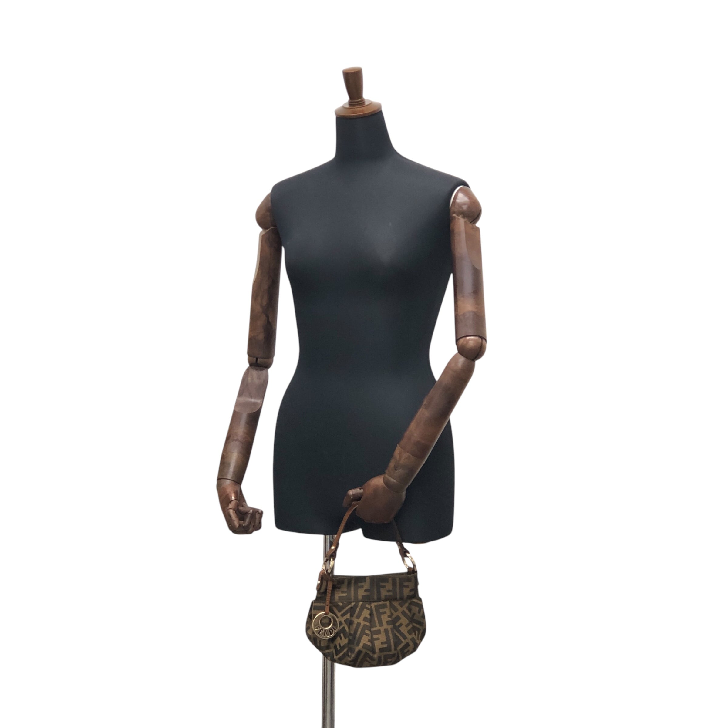 FENDI フェンディ ズッカ ハンドバッグ ブラウン ロゴチャーム