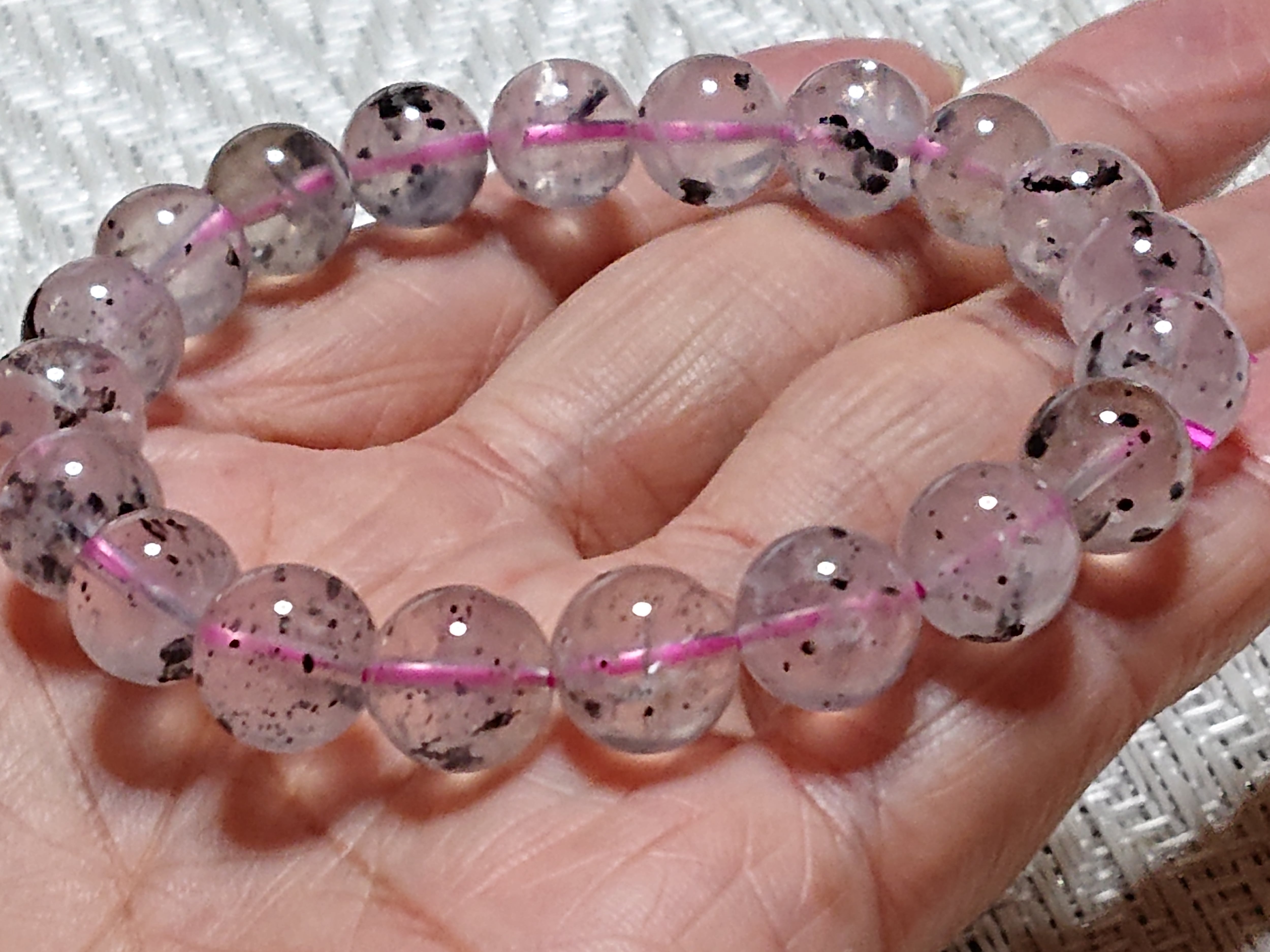 天然石☆【恋愛成就】希少バイオタイトインローズクォーツ9.5mm | 優