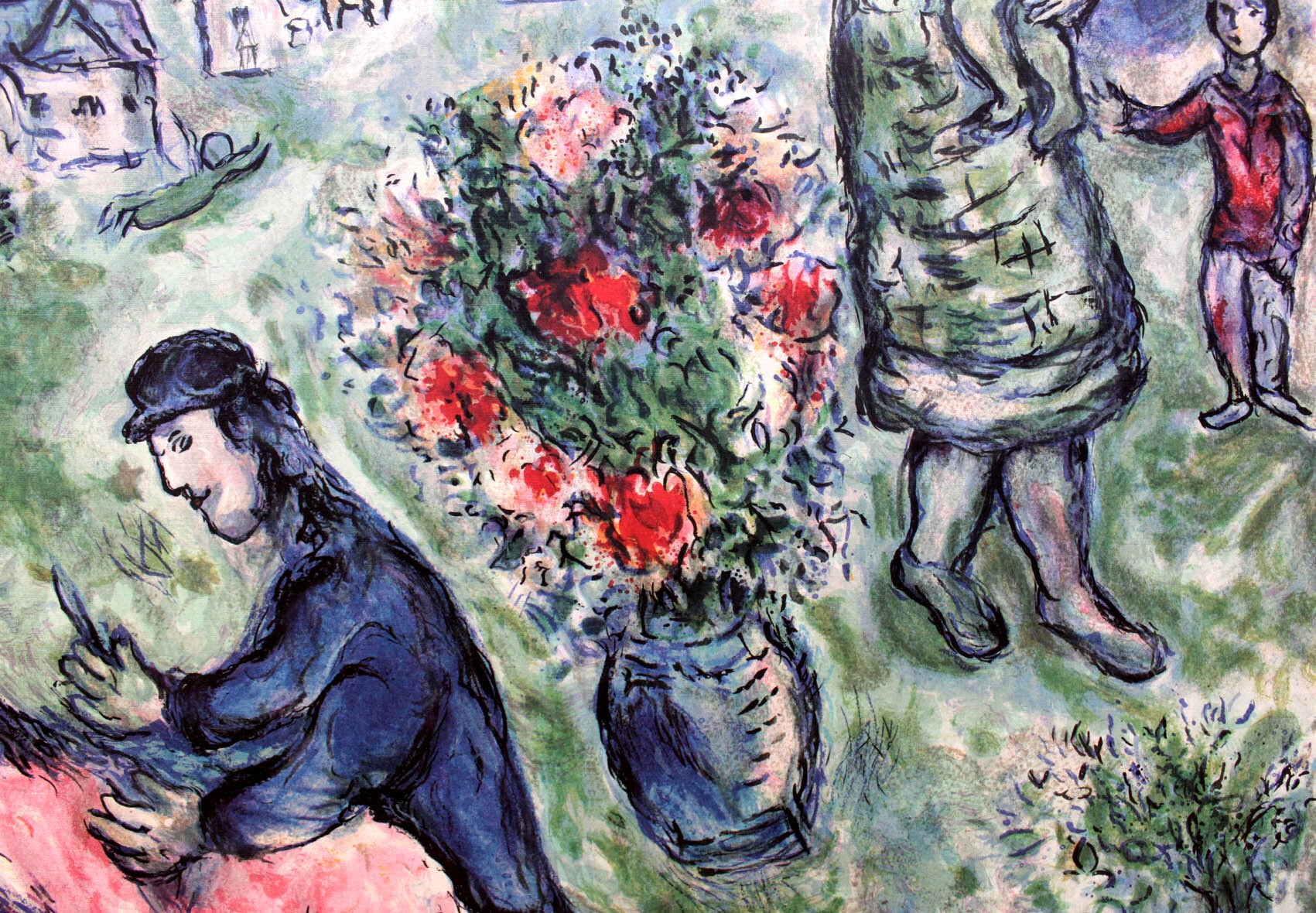 マルク シャガール作品「村の道の上で」額縁4色選択可能 作品証明書