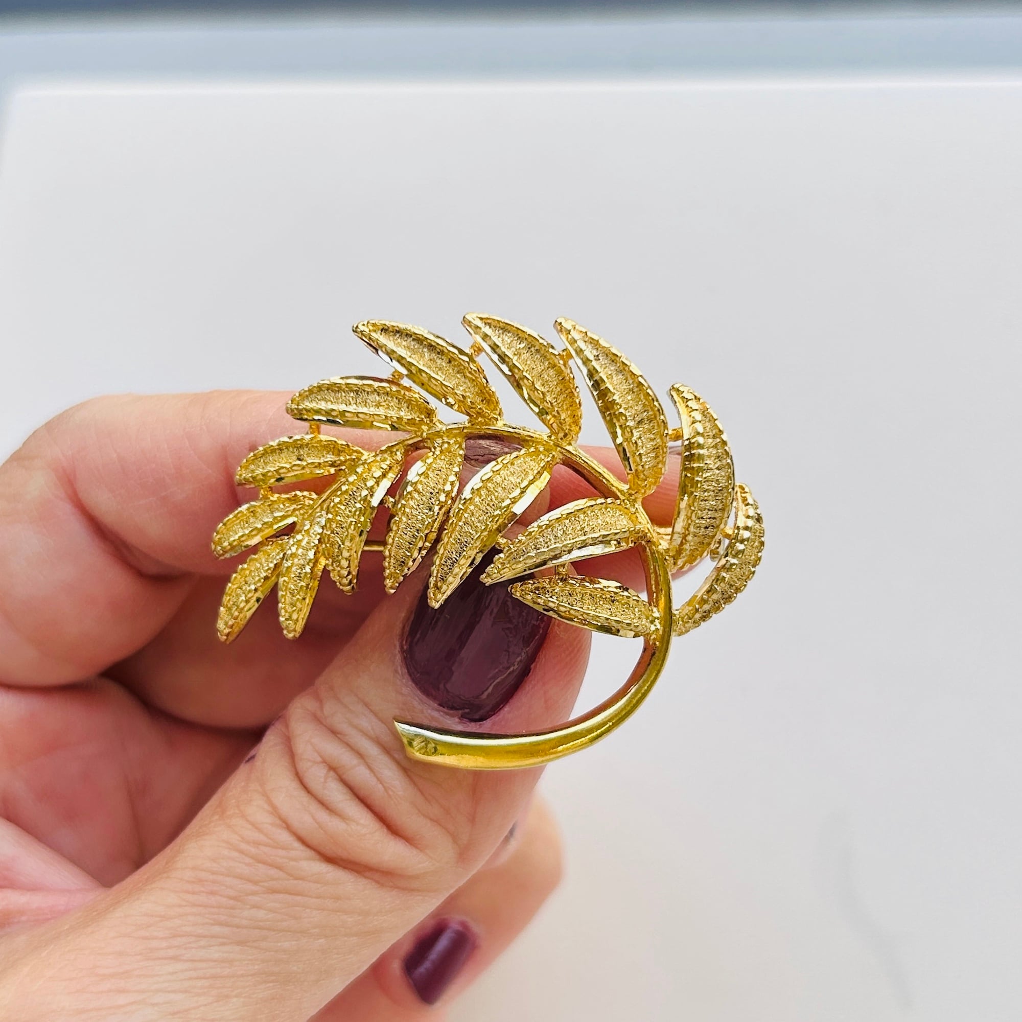 フランスシルバー800 ゴールドヴェルメイユLEAFブローチ | Milo