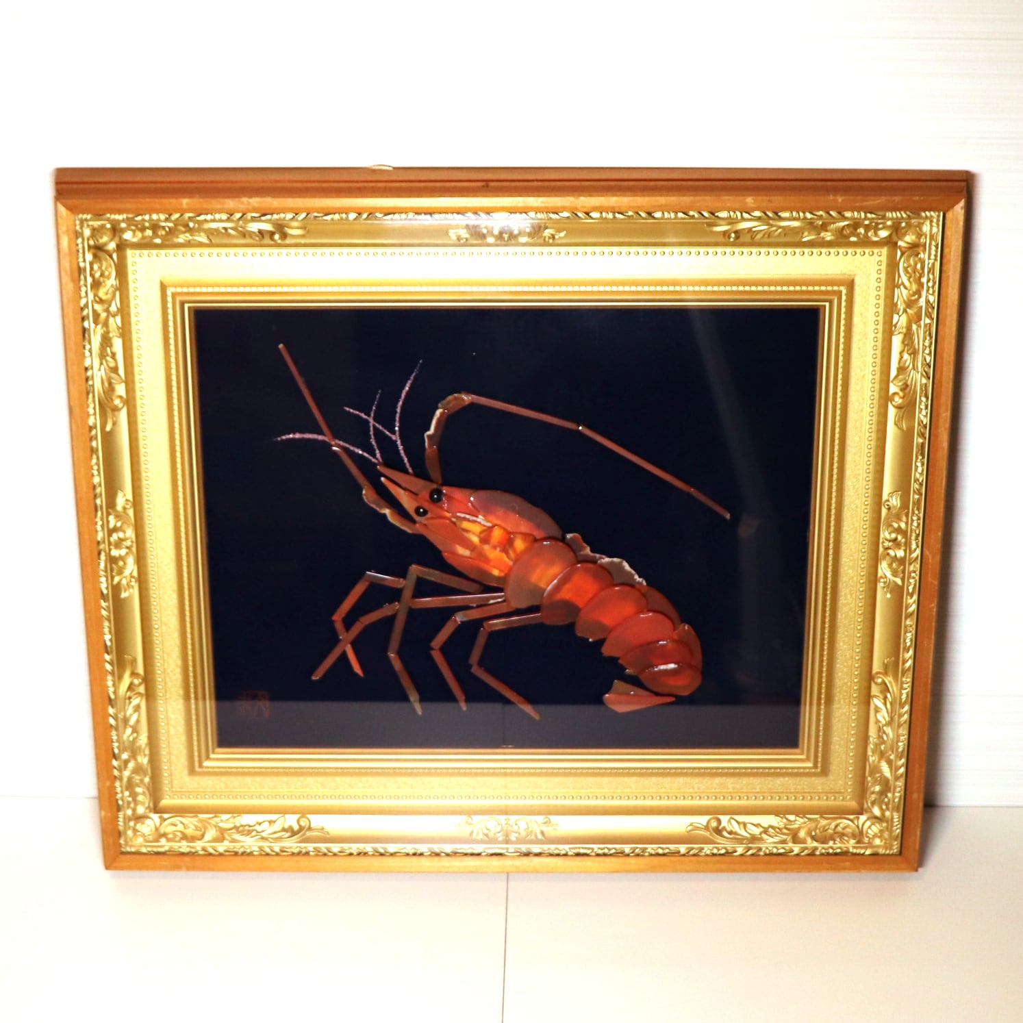 伊勢海老・宝石画・貴石画・ストーンアート・No.201025-14・梱包サイズ