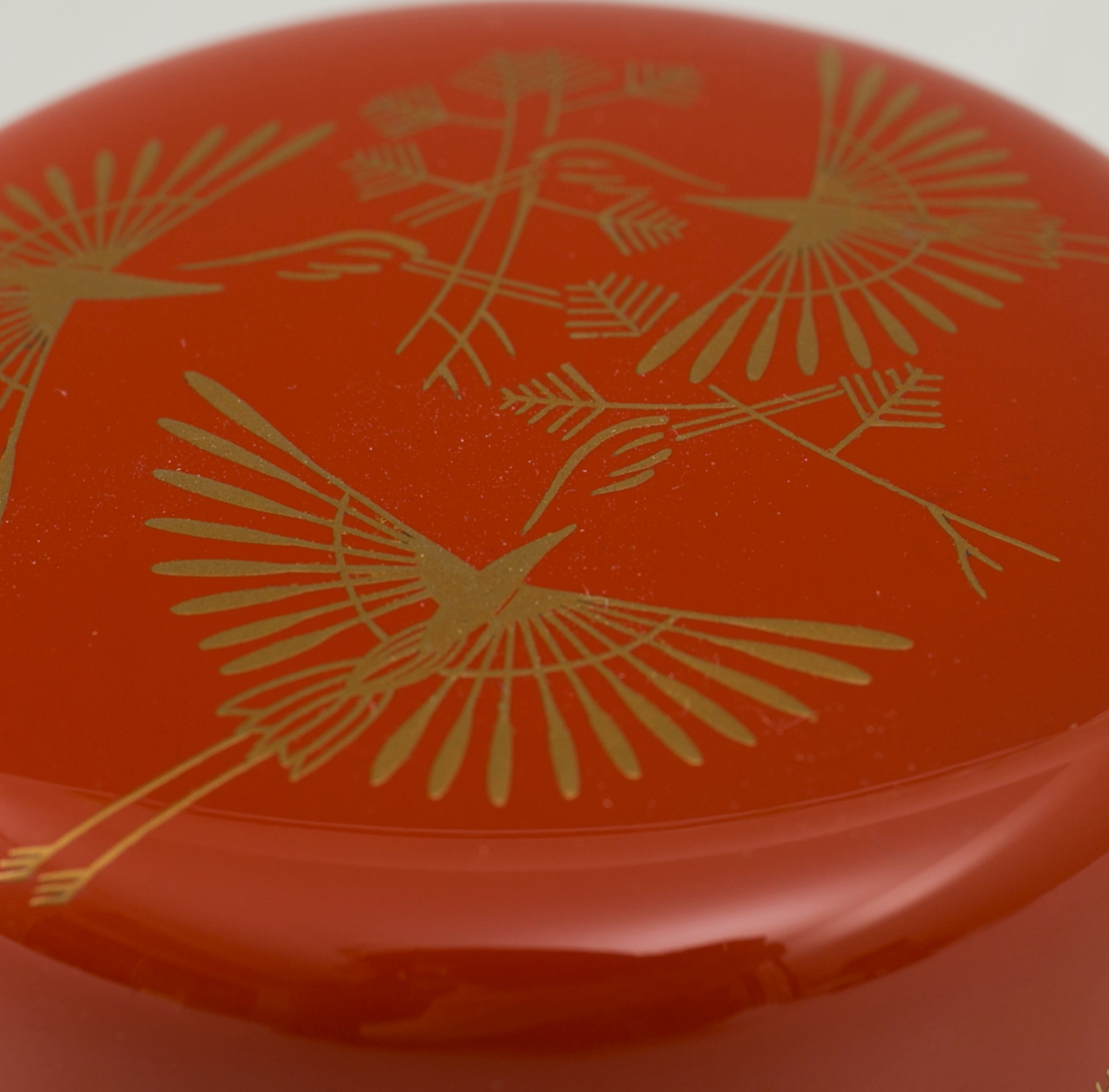 松喰鶴 蒔絵 朱塗 内銀地 棗 大多尾重則 茶入 茶器 吉祥文様 もてなし