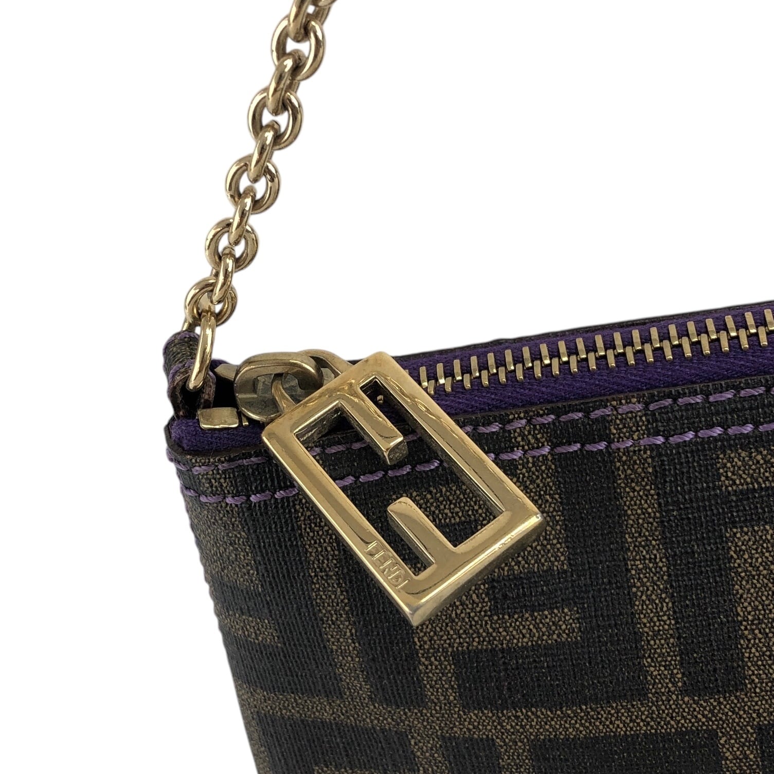 FENDI フェンディ ズッカ ショルダーバッグ ブラウン PVC ミニバッグ