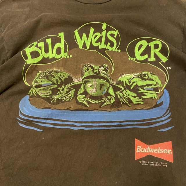 90s Budweiser バドワイザー Tシャツ ビール 企業 カエル ブラック