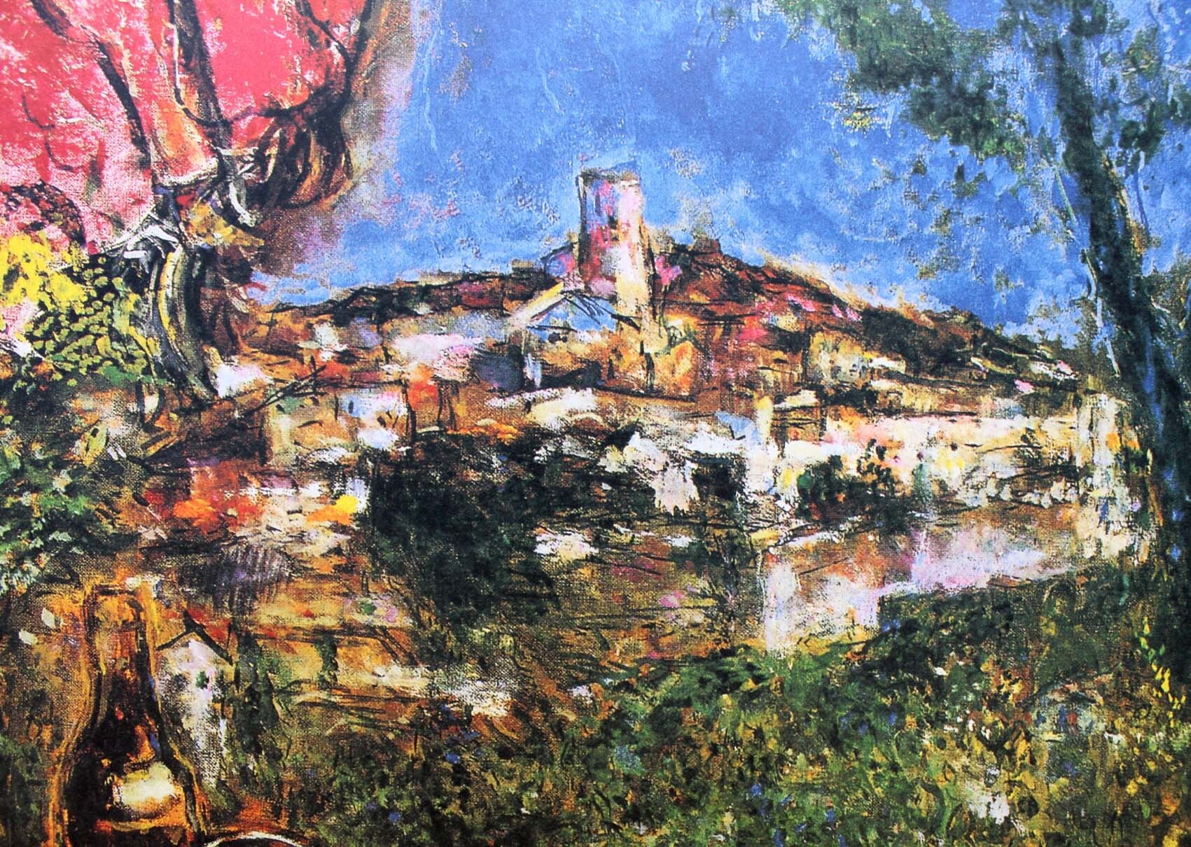 マルク シャガール作品「街の上の恋人たち」額縁4色選択可能 作品証明