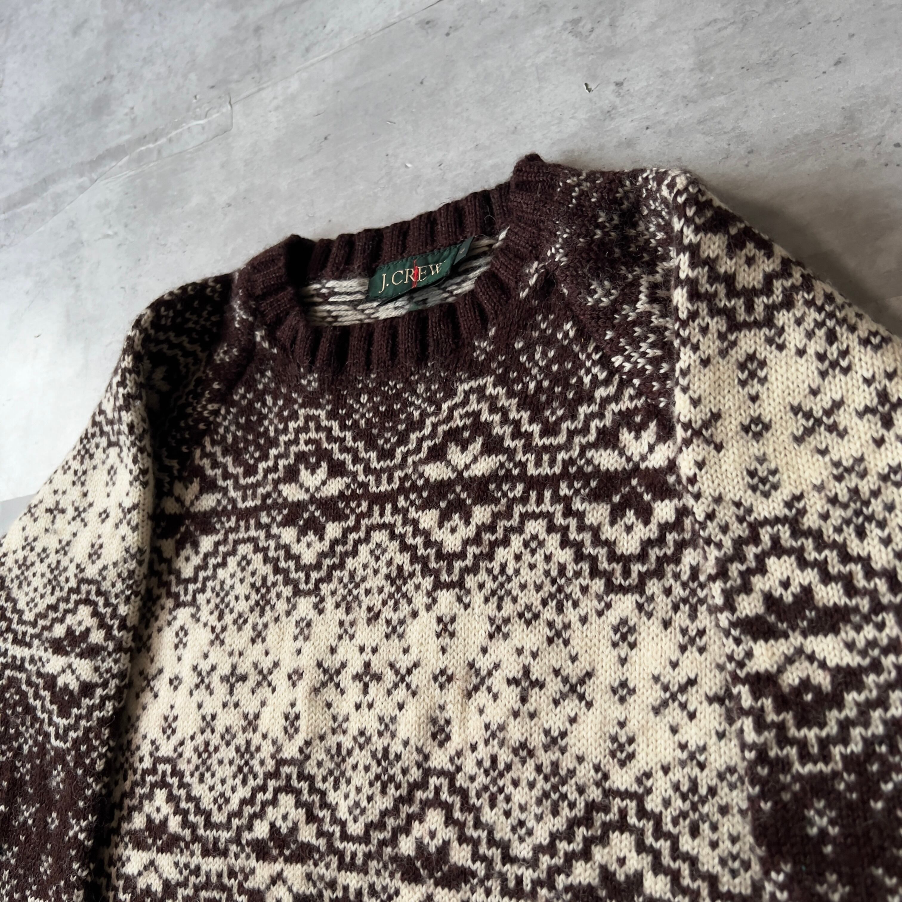 90s “J CREW” 巨人タグ Nordic pattern knit shirt 90年代 ジェイ