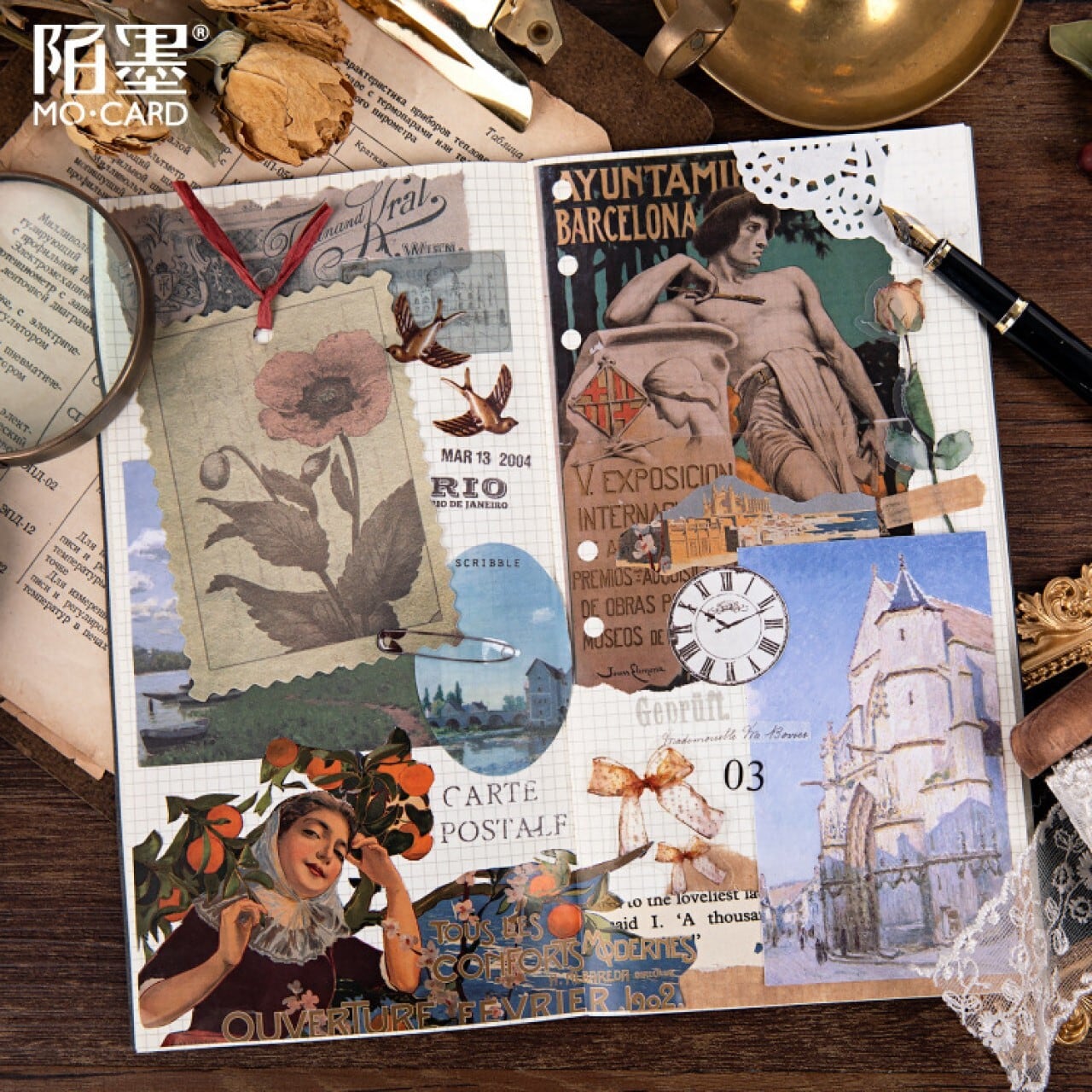 A24 ジャンクジャーナル素材 全6種 紙もの シール 混在 硫酸紙 背景紙