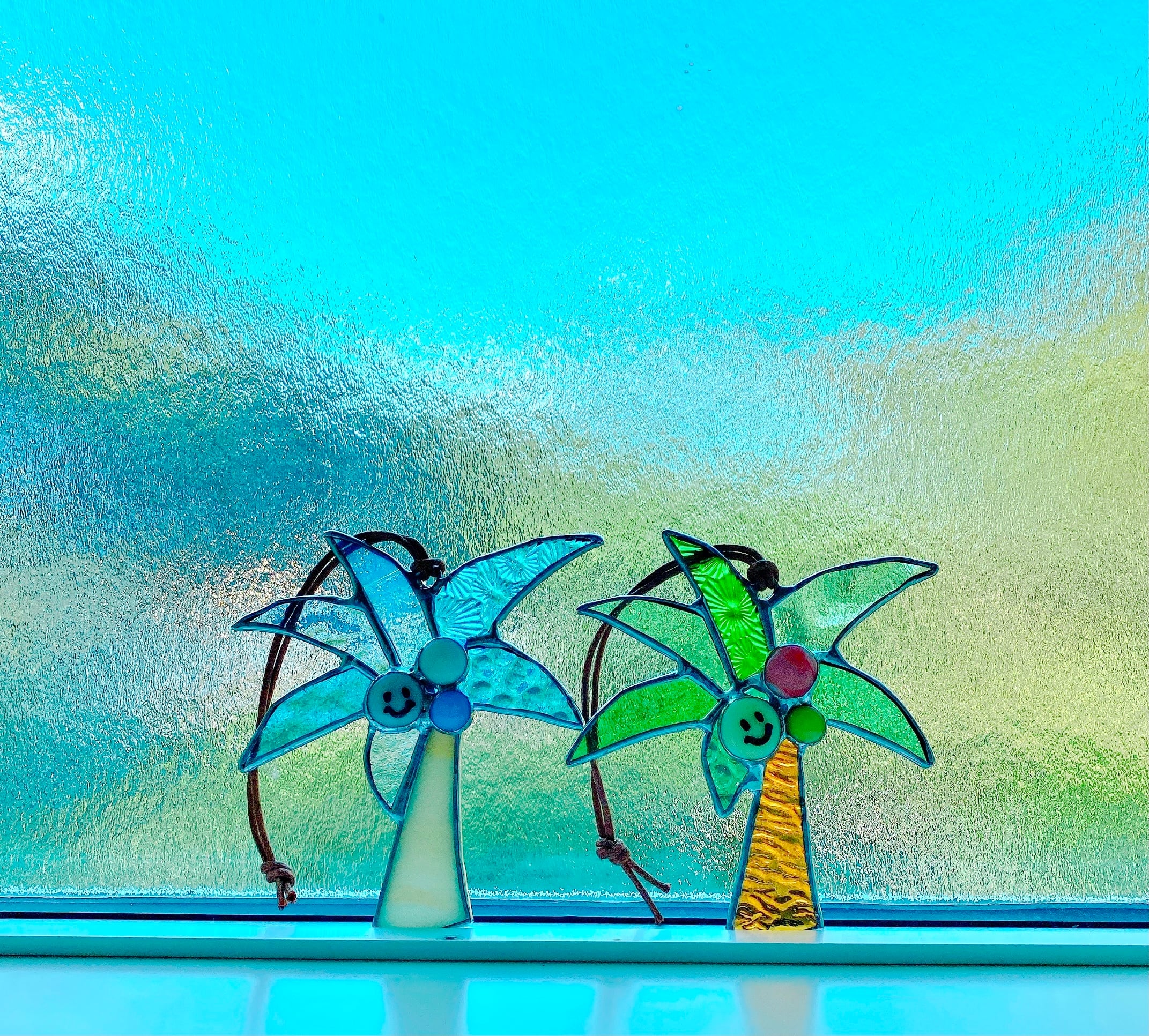 ステンドグラス ヤシの木サンキャッチャー（グリーン） | SmileLABO