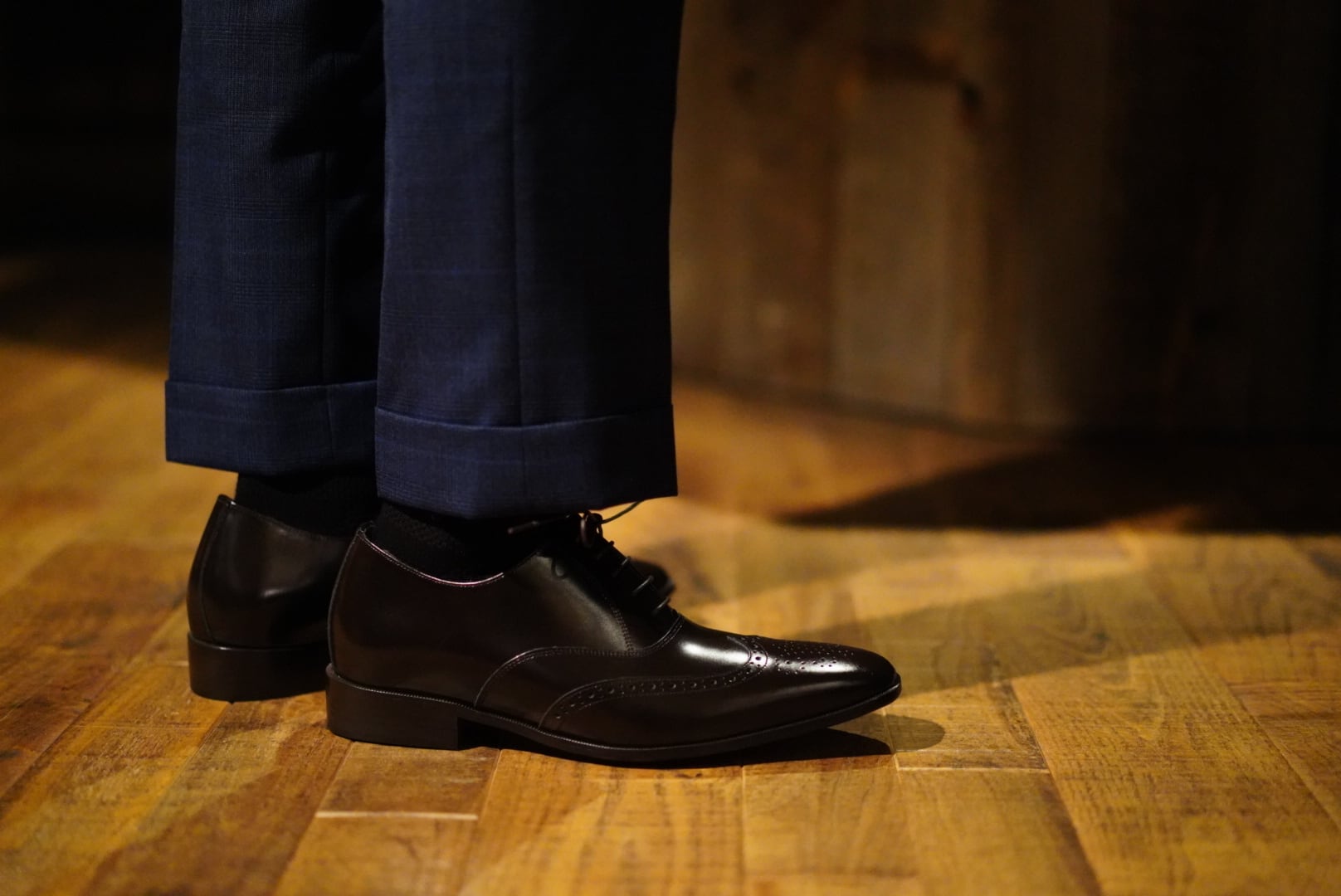 6cmUP シークレットシューズ〉ウイングチップ／茶 | 6cmアップのメンズ