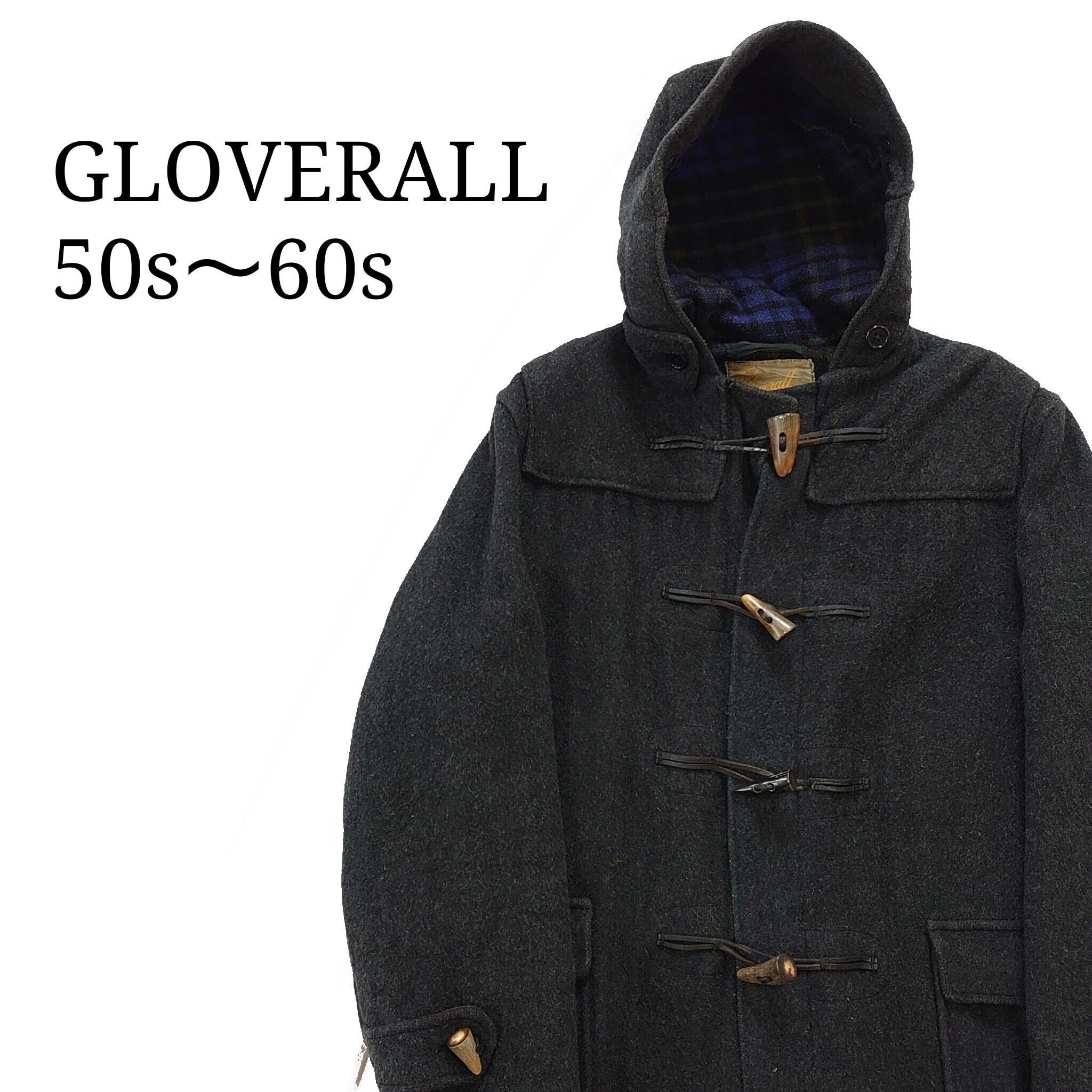 50s～60s】gloverall グローバーオール ダッフルコート 刺繍タグ