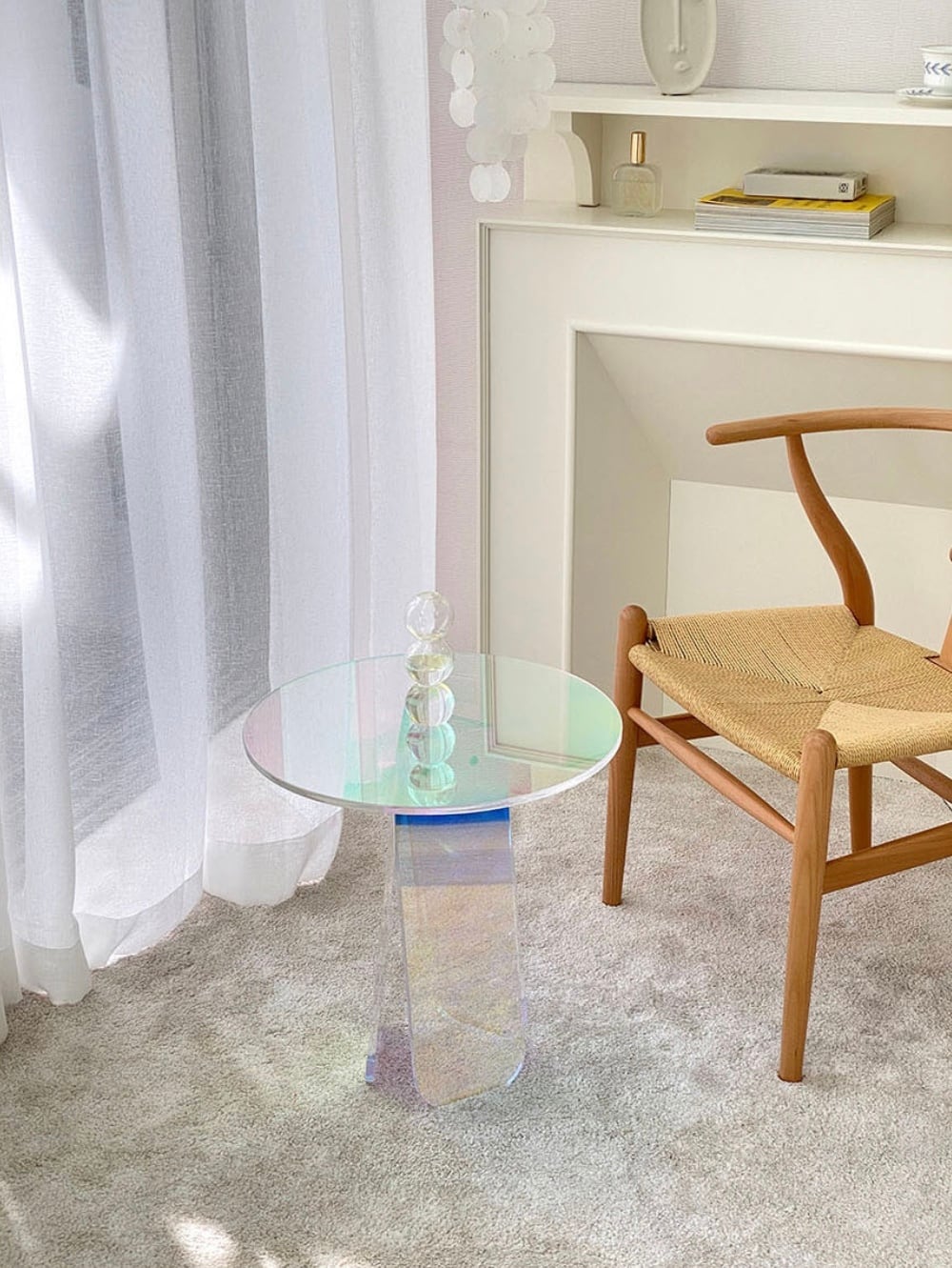 aurora acrylic side table / オーロラ サイドテーブル ホログラム 棚